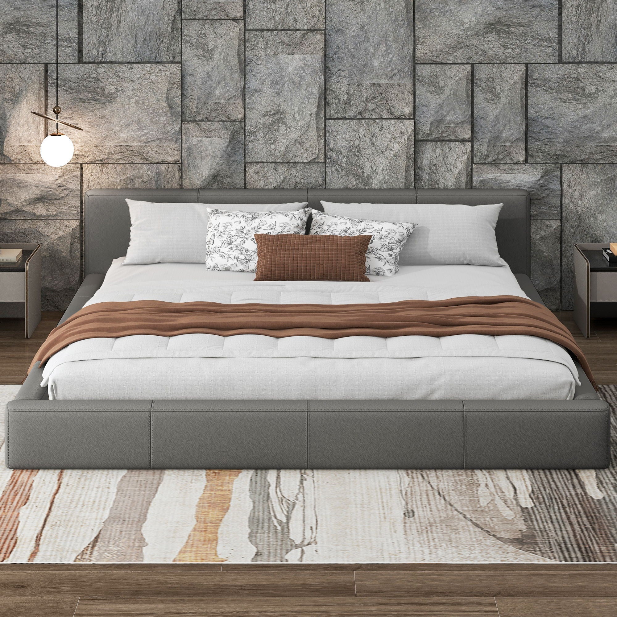 Stylish Upholstered Bed With Birch Wood Frame - Image 8