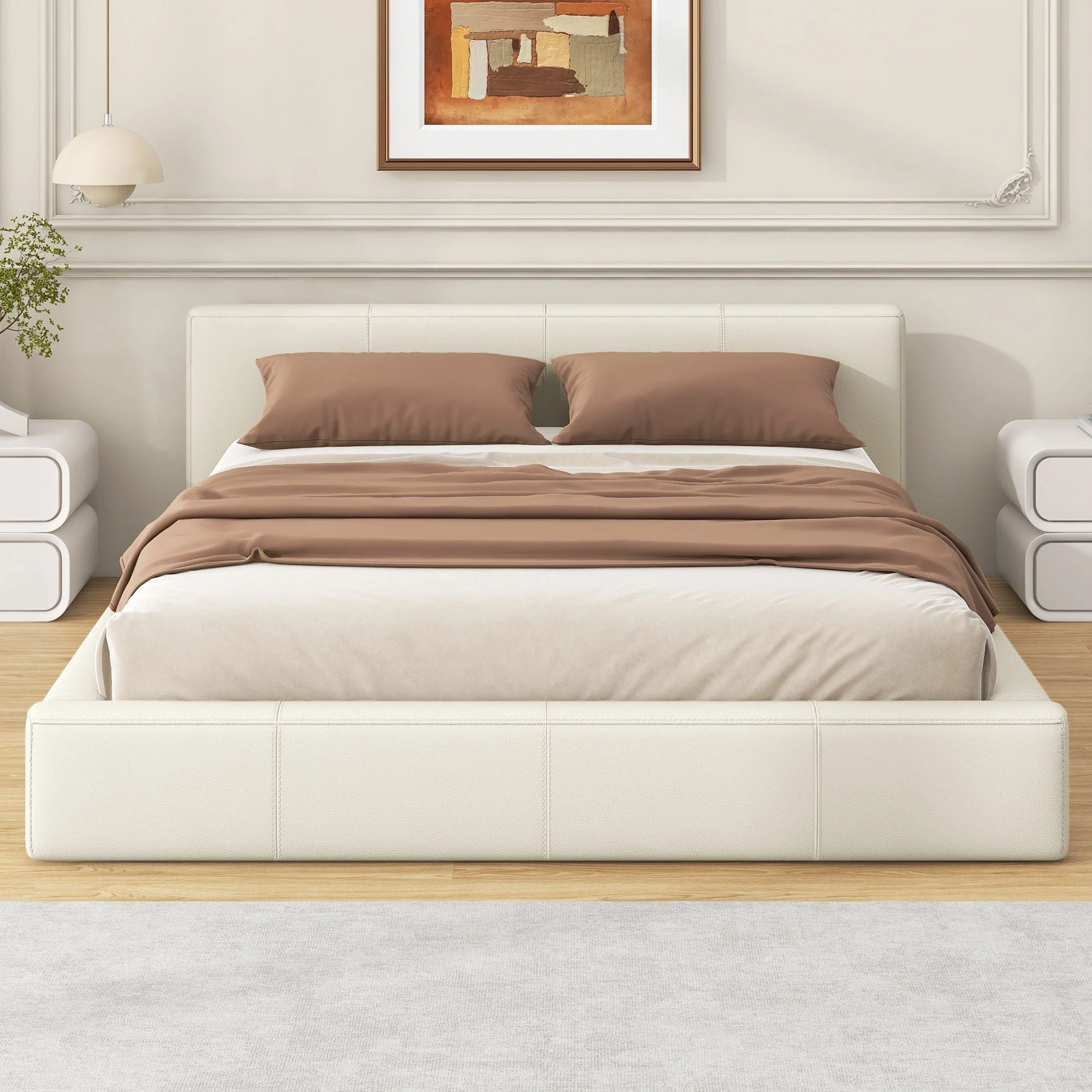 Stylish Upholstered Bed With Birch Wood Frame - Image 9