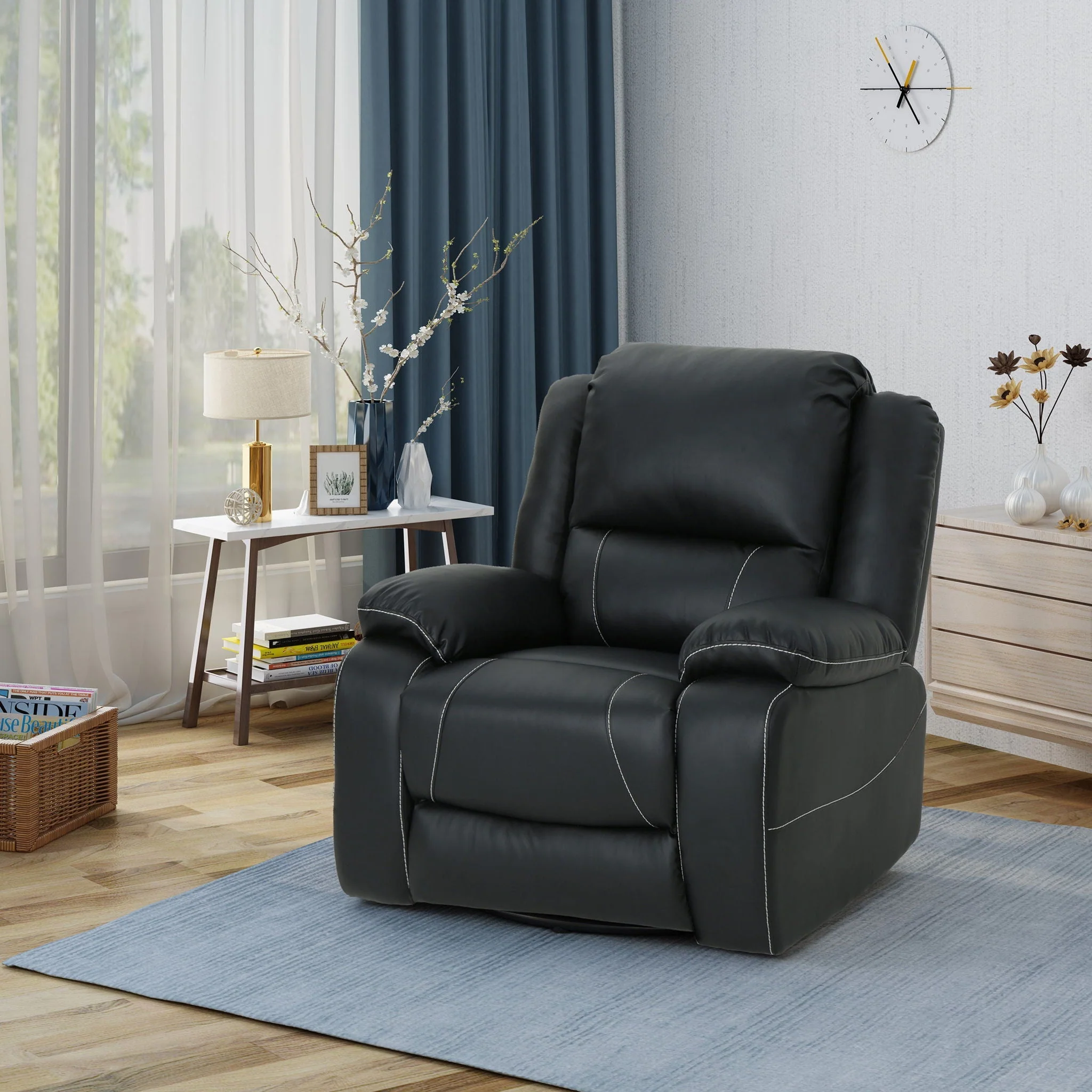 Stylish Wide Manual Swivel Standard Recliner - Image 4