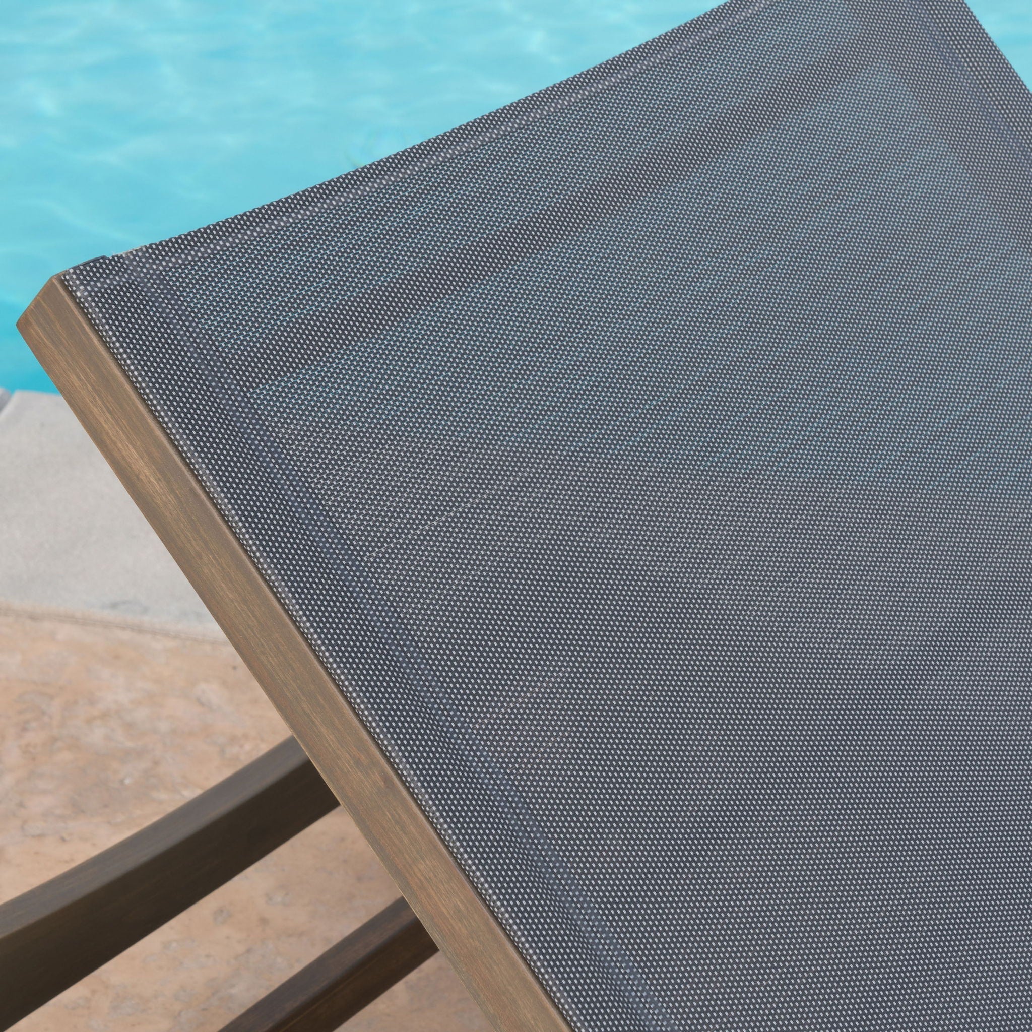 Summerland Chaise Lounge Dark Mesh Outdoor Seating - Dark Gray - Image 4