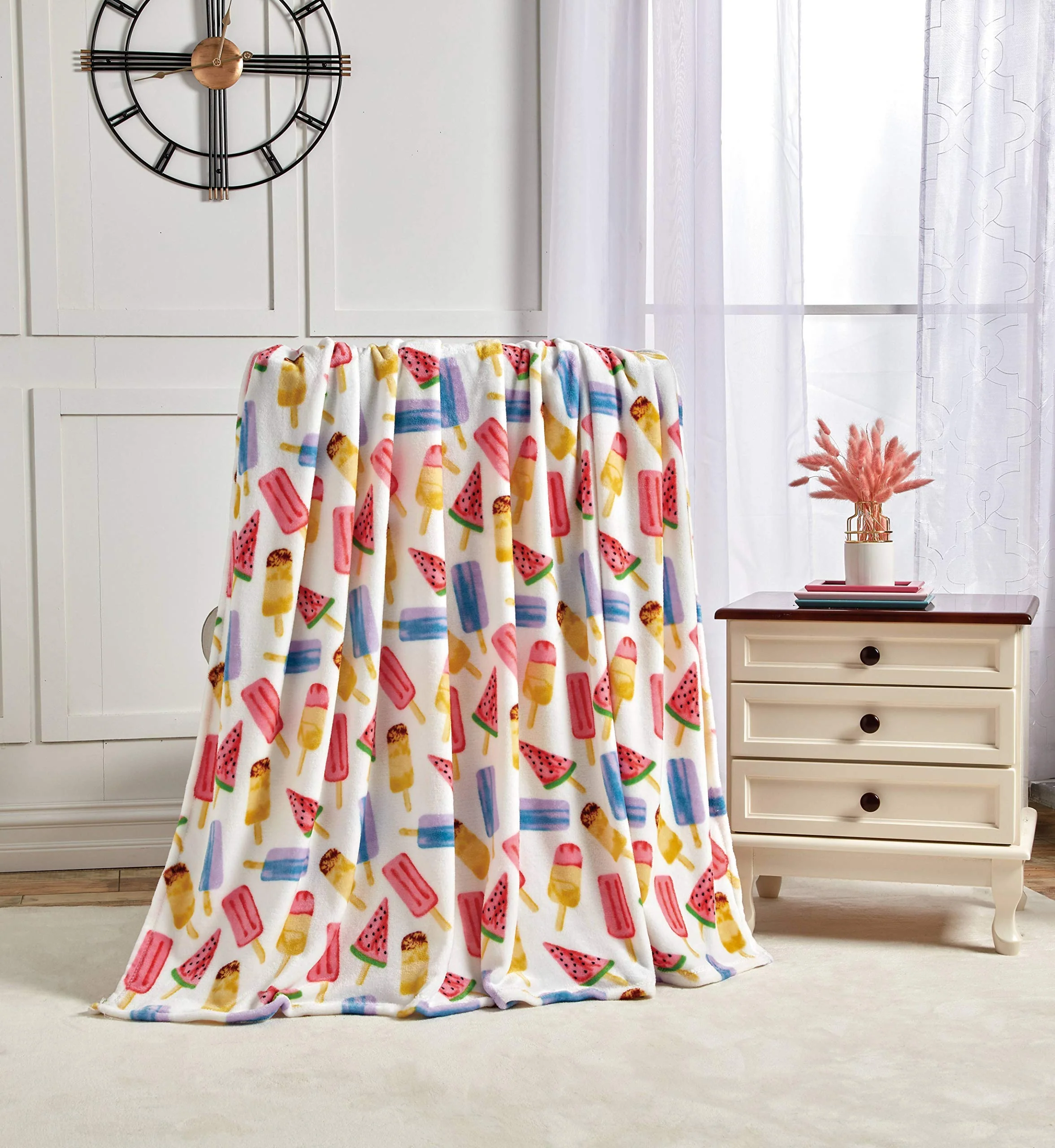 Summertime Fun by Decor&More Extra Soft Throw Blanket (50" x 60") - Ice Cream, Popsicles & Watermelon for Boys and Girls and Kids of Any Age - Image 2