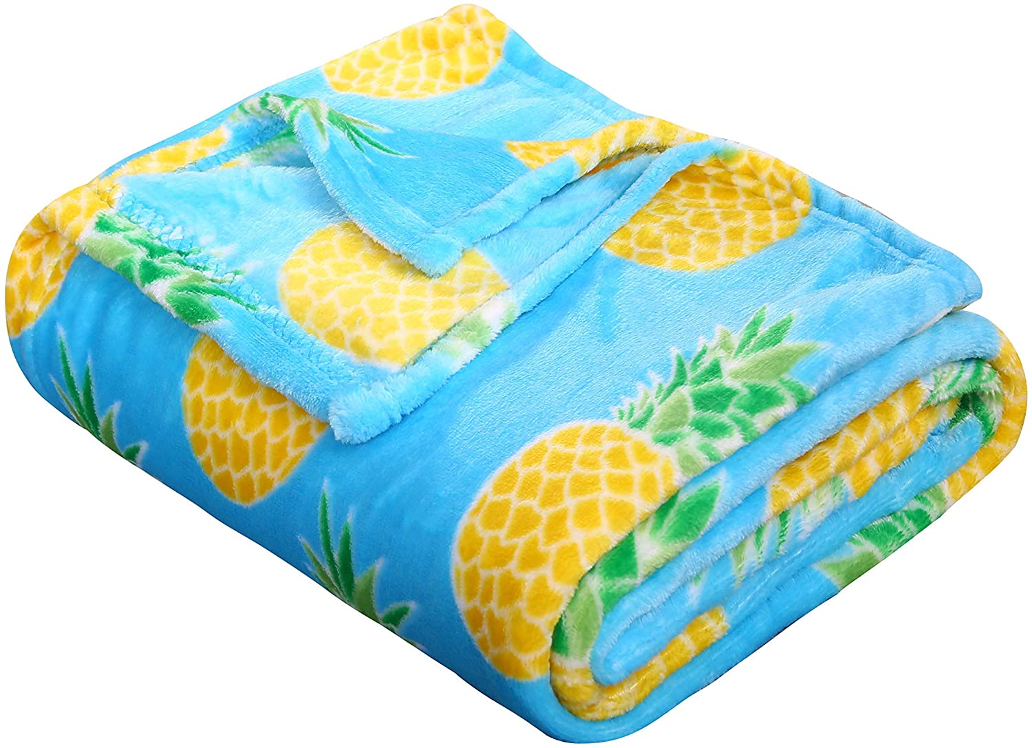 Summertime Whimsy Plush Fleece Throw Blanket (50" x 60") - Pineapple - Image 4