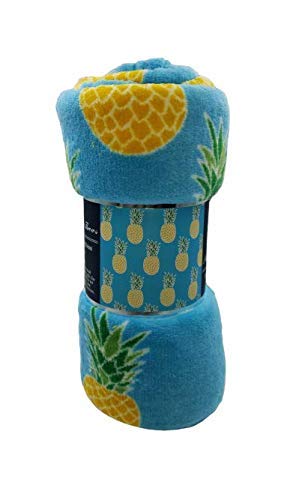 Summertime Whimsy Plush Fleece Throw Blanket (50" x 60") - Pineapple - Image 2