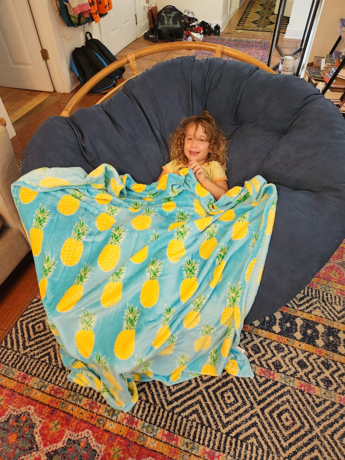 Summertime Whimsy Plush Fleece Throw Blanket (50" x 60") - Pineapple - Image 9