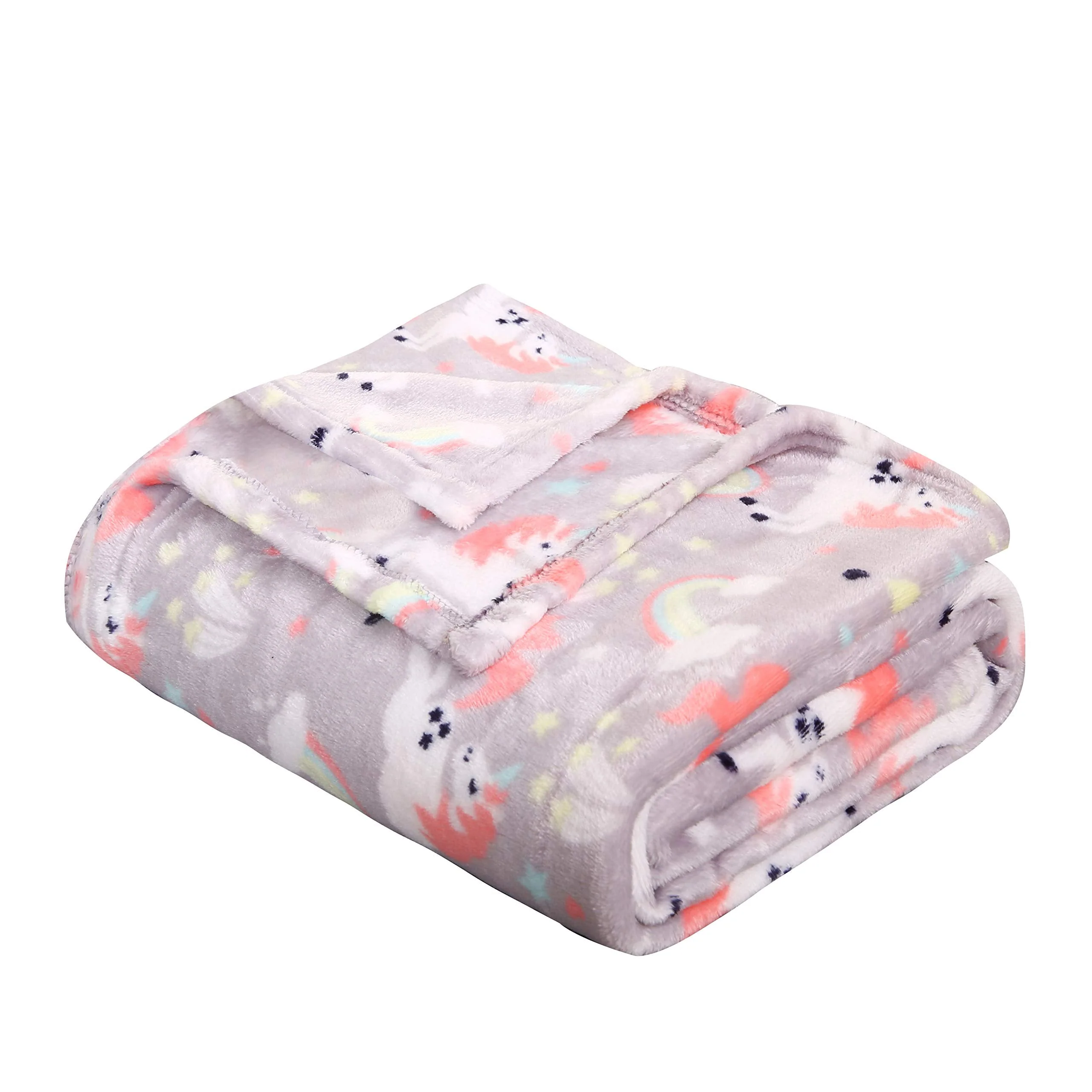 Summertime Whimsy Plush Fleece Throw Blanket (50" x 60") - Rainbow Unicorn - Image 2