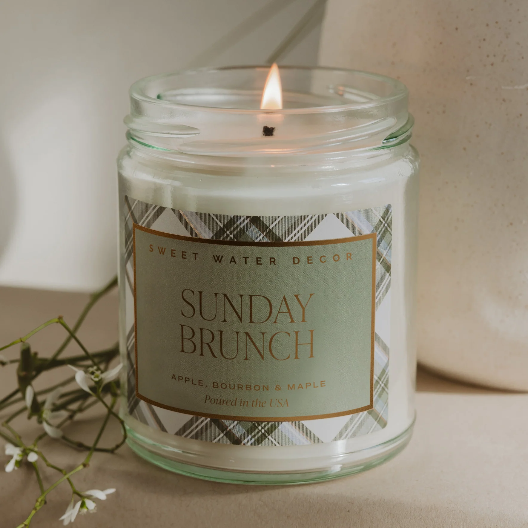 Sunday Brunch Soy Candle - Clear Patterned Jar - 9 oz - Image 2