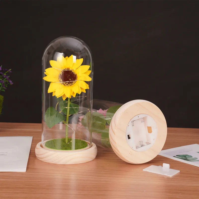 Sunflower LED Dome Lamp Artificial Flower Gift for Mom Grandma Home Decor - Image 3