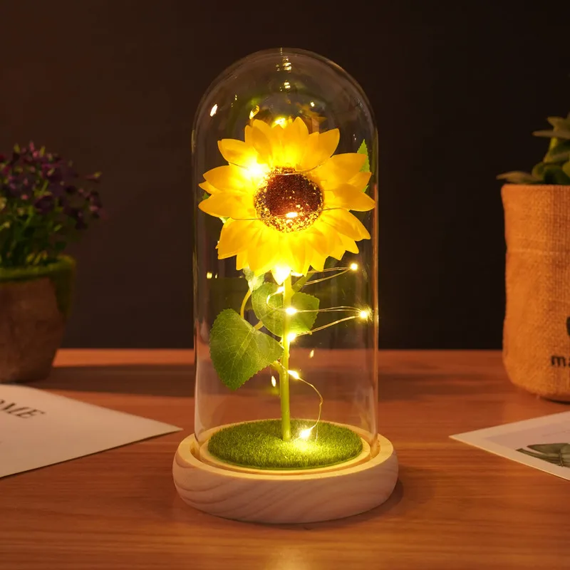 Sunflower LED Dome Lamp Artificial Flower Gift for Mom Grandma Home Decor - Image 5