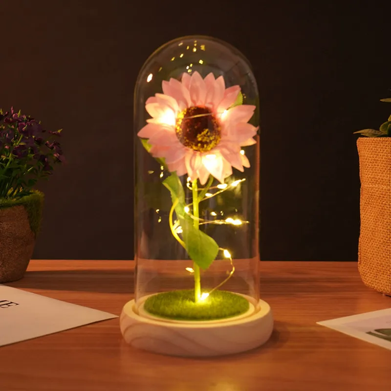 Sunflower LED Dome Lamp Artificial Flower Gift for Mom Grandma Home Decor - Image 6