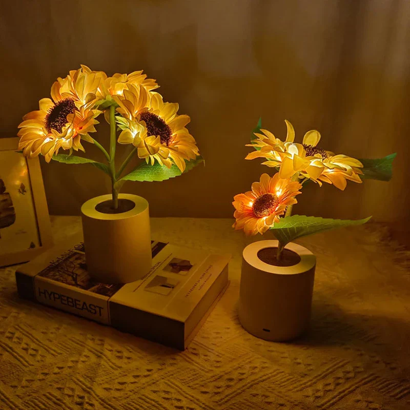 Sunflower LED Night Light USB Rechargeable Bedside Table Lamp Kids Room Decor - Image 6