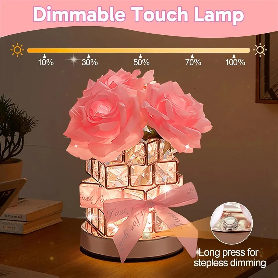 Sunflower Touch LED Table Lamp Rechargeable Night Light 3-Color Dimmable Decor - Image 5