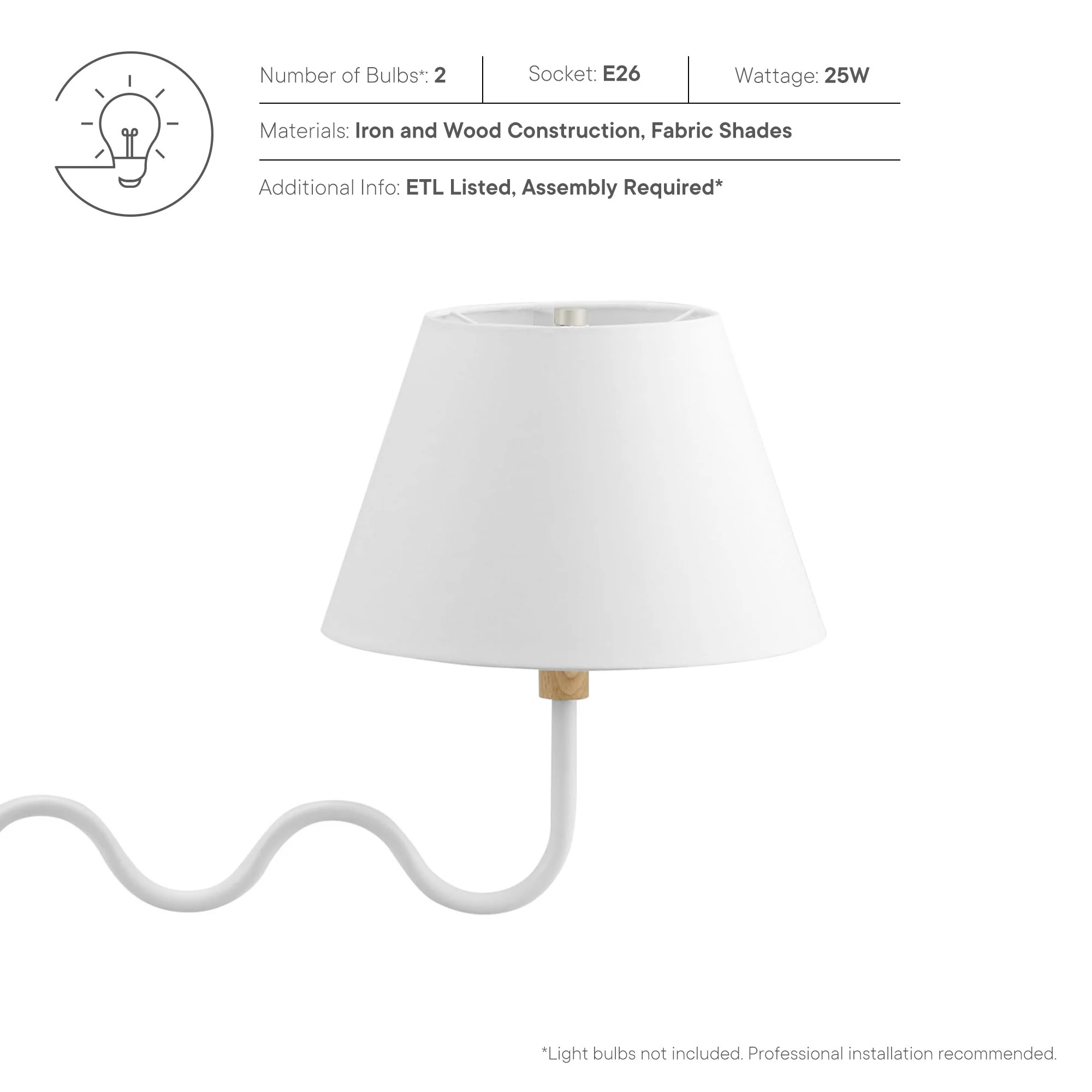 Sunlit Squiggle 2-Arm Pendant Light by Modway - Image 12