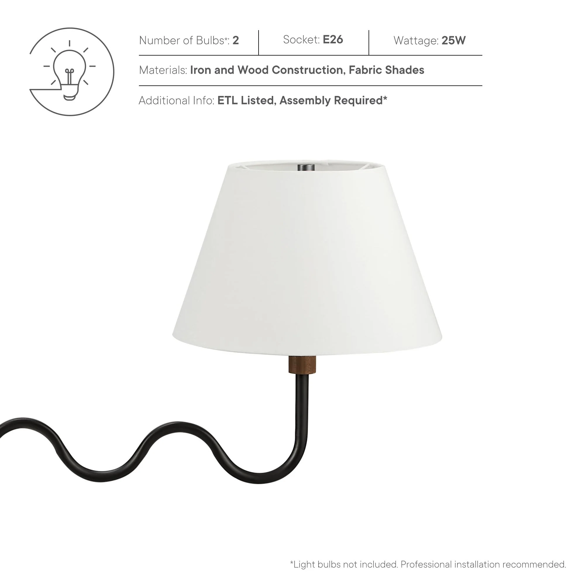 Sunlit Squiggle 2-Arm Pendant Light by Modway - Image 3