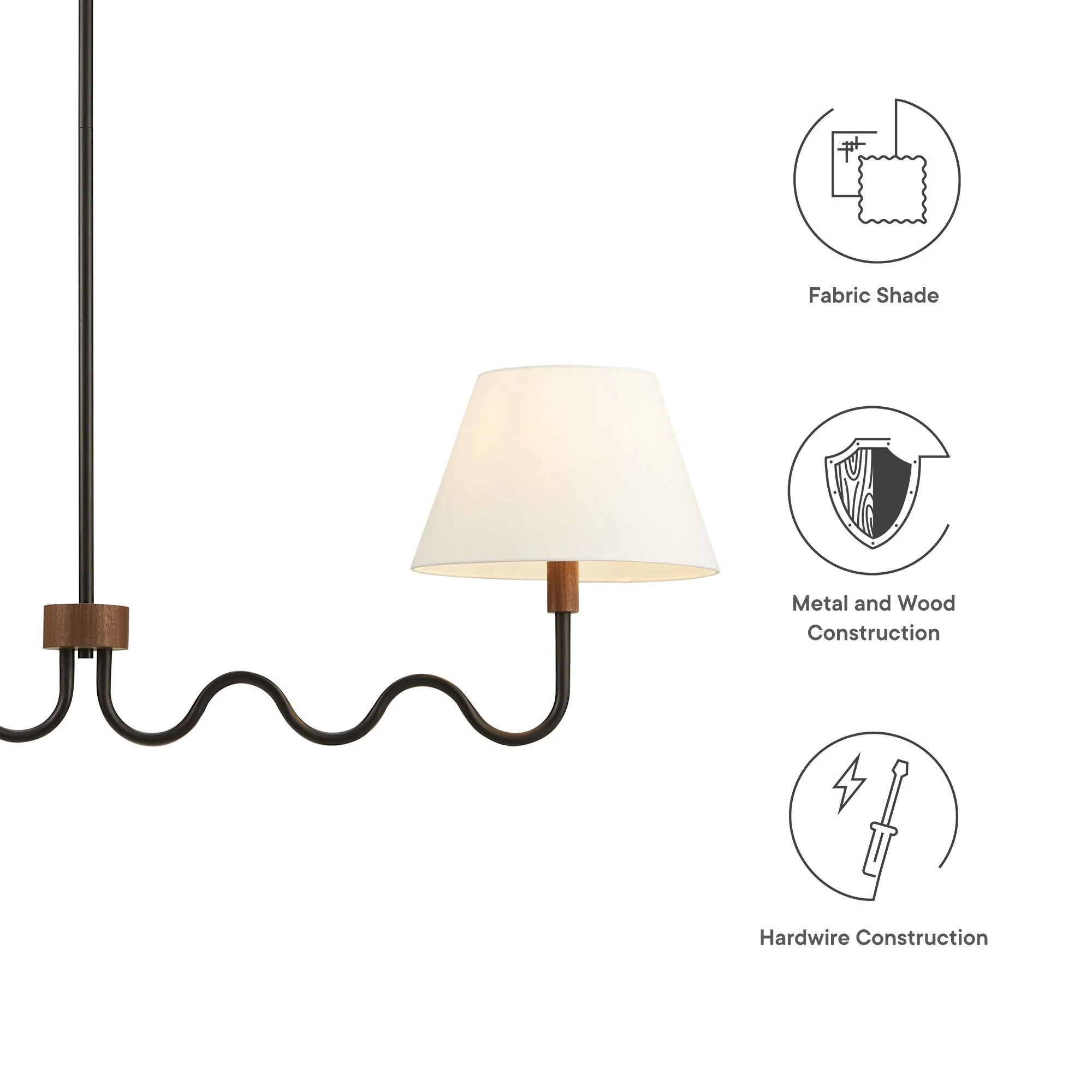 Sunlit Squiggle 2-Arm Pendant Light by Modway - Image 4