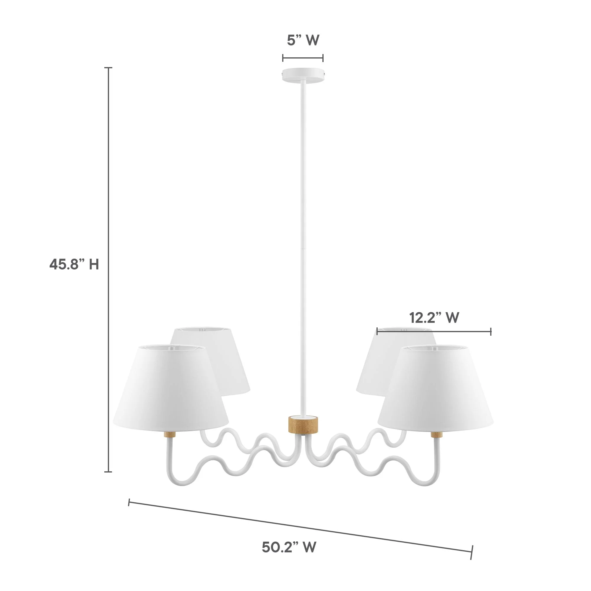 Sunlit Squiggle 4-Arm Pendant Light by Modway - Image 11