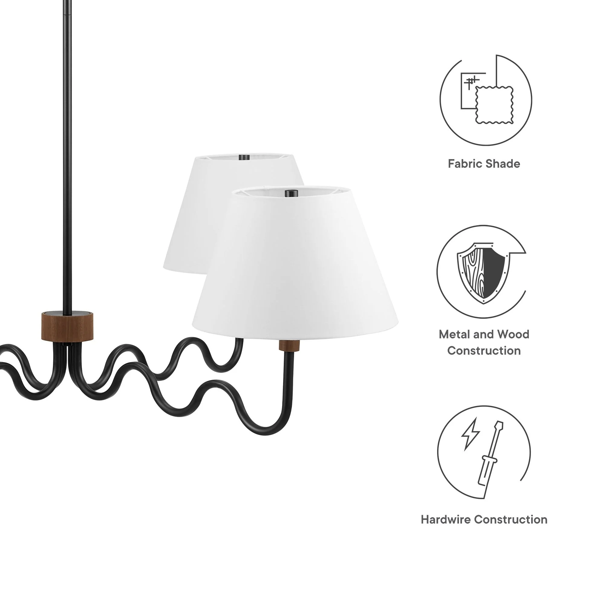 Sunlit Squiggle 4-Arm Pendant Light by Modway - Image 3