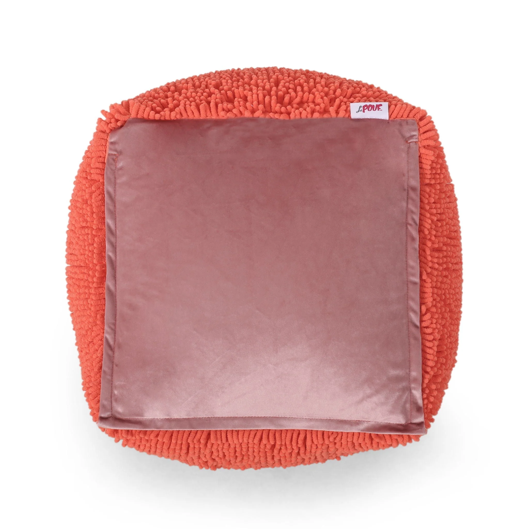 Sunny Square Pouf - Versatile Ottoman or Floor Cushion in Coral - Image 3