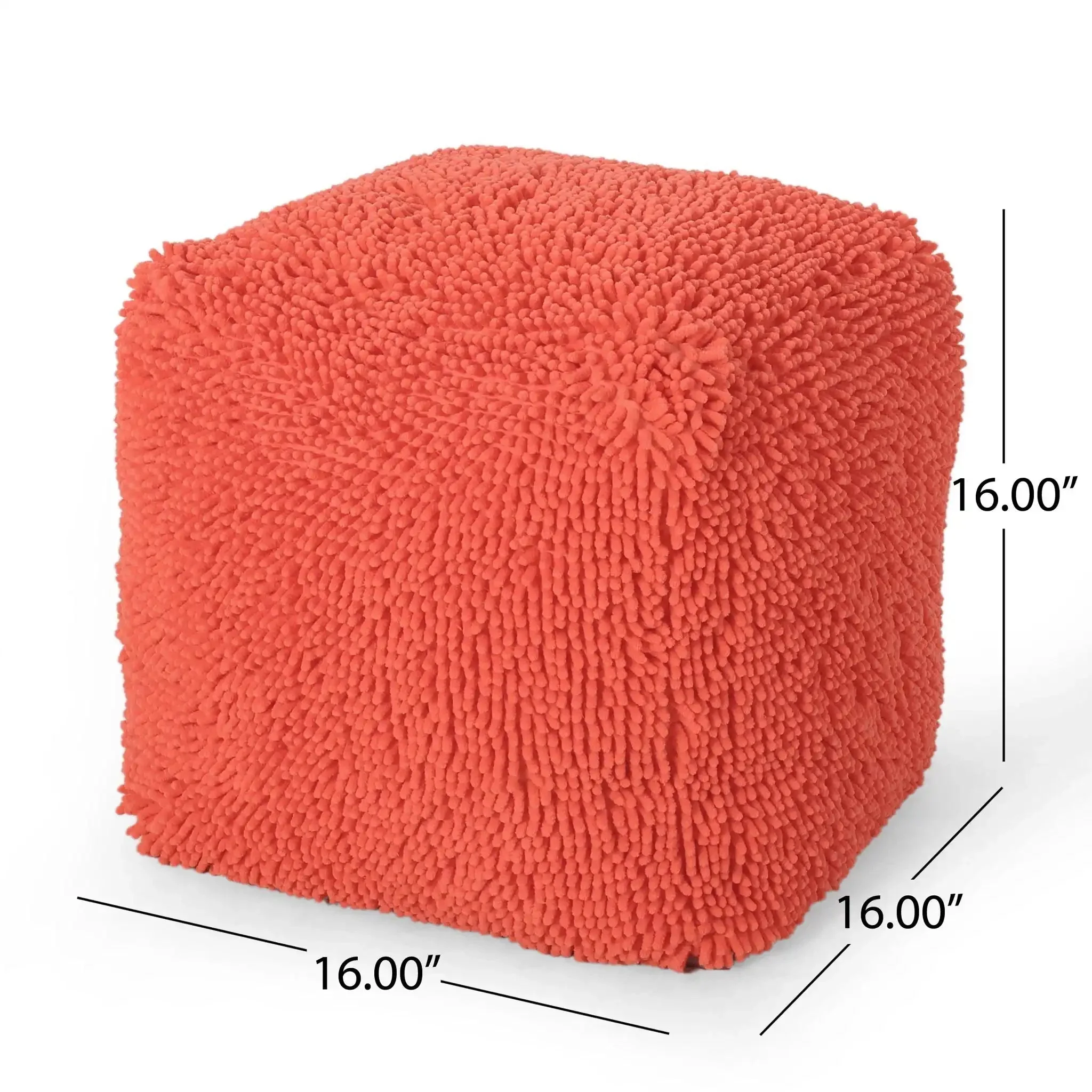 Sunny Square Pouf - Versatile Ottoman or Floor Cushion in Coral - Image 4