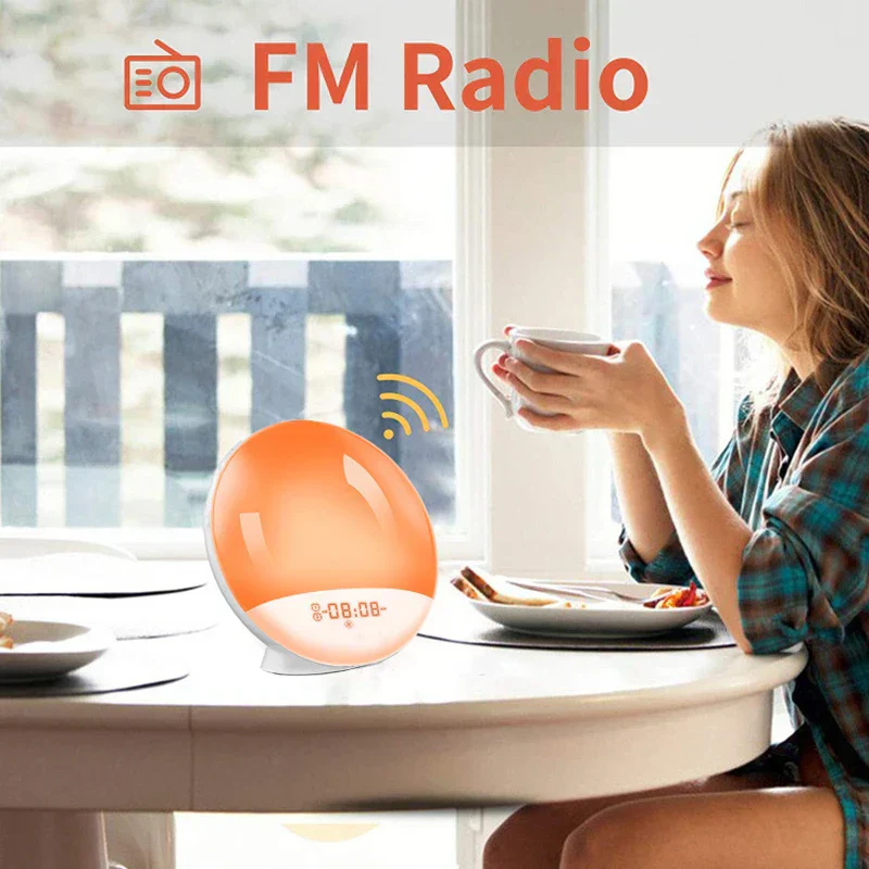 Sunrise Alarm Clock with FM Radio Wake Up Light LED Night Lamp - Image 5