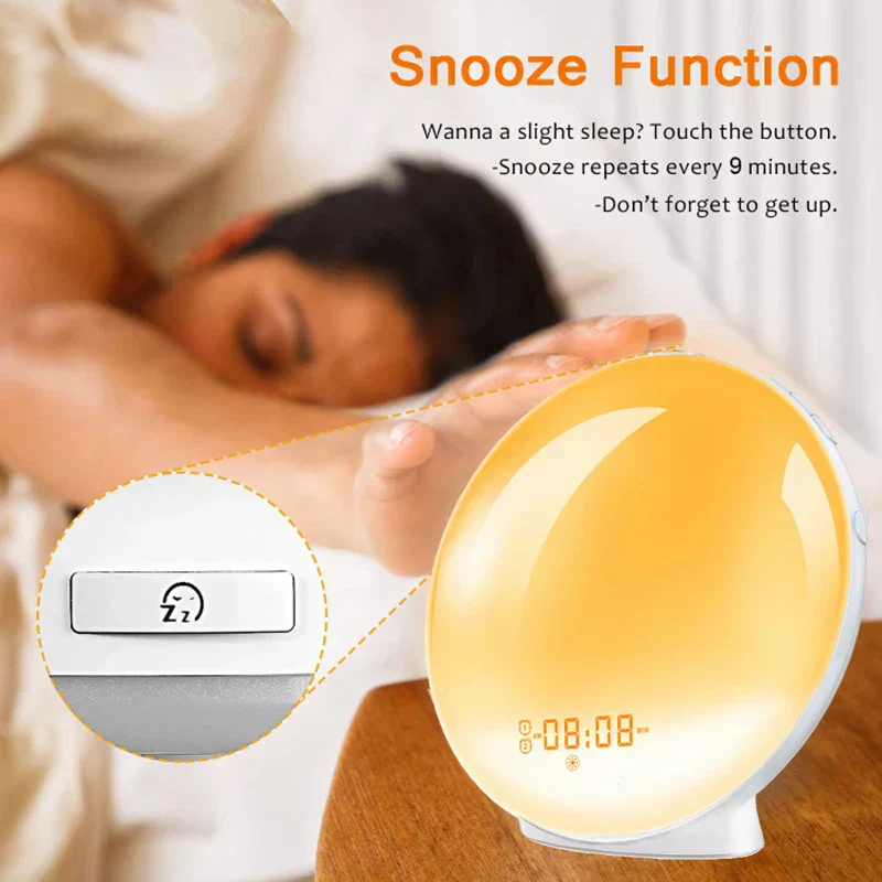 Sunrise Alarm Clock with FM Radio Wake Up Light LED Night Lamp - Image 7