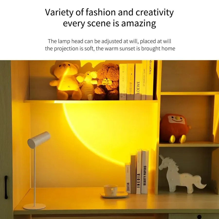 Sunset Eye Protection Table Lamp USB Touch Dimming Reading Light for Bedroom Desk - Image 3