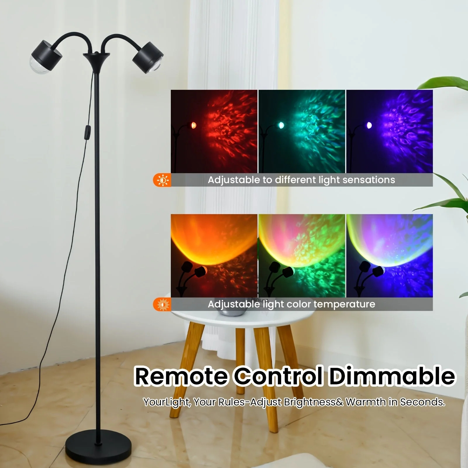 Sunset Ocean Wave Projector – Double RGB Mood Lamp with 360° Rotation & DIY Color - Image 5