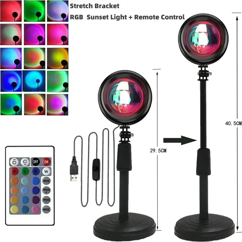Sunset Projector Lamp Rainbow LED Night Light Bedroom Room Decor Wall Table Lamp - Image 2