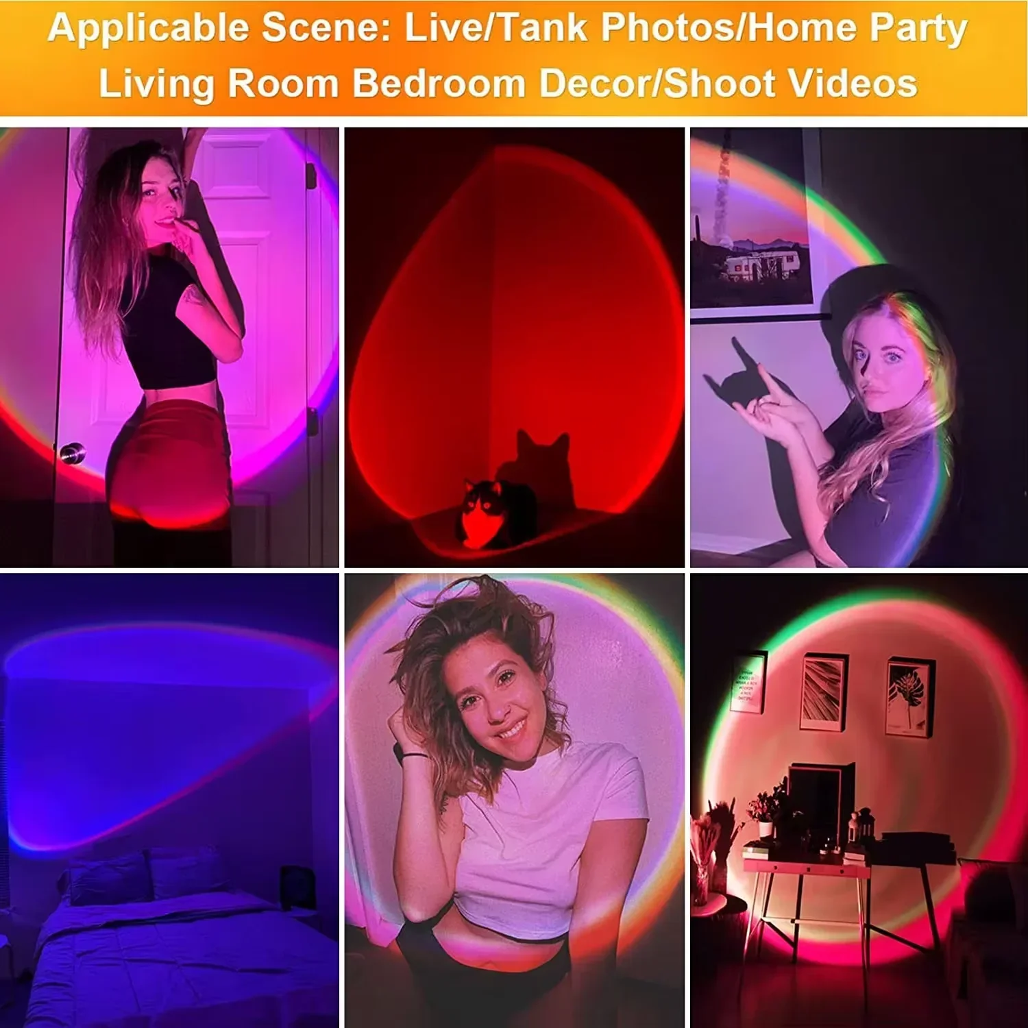 Sunset Projector Lamp Rainbow LED Night Light Bedroom Room Decor Wall Table Lamp - Image 6