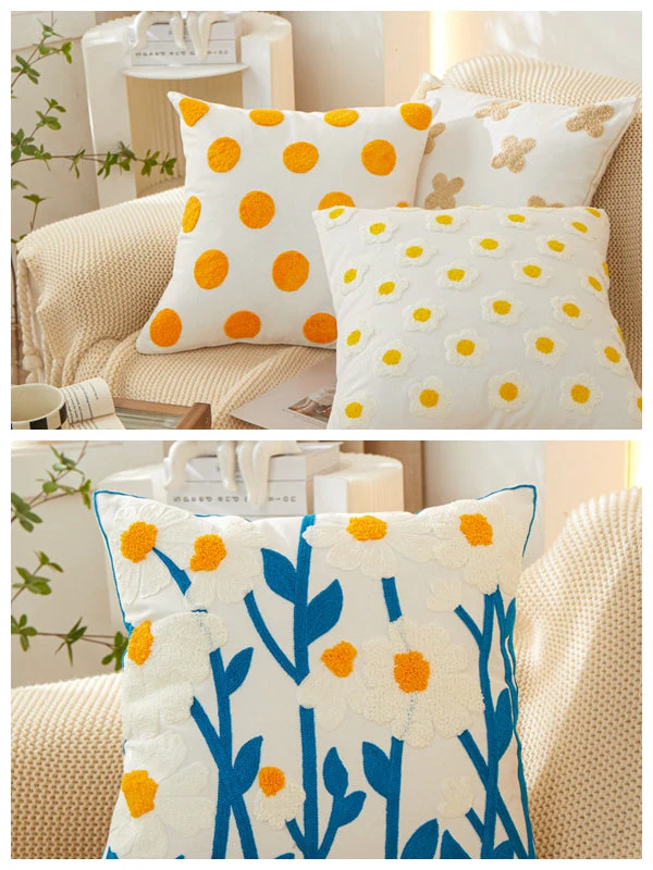 Sunshine Blossom Whimsical Floral Square Throw Pillow (With 450g insert) 18''x18'' pack of 1 - Image 11