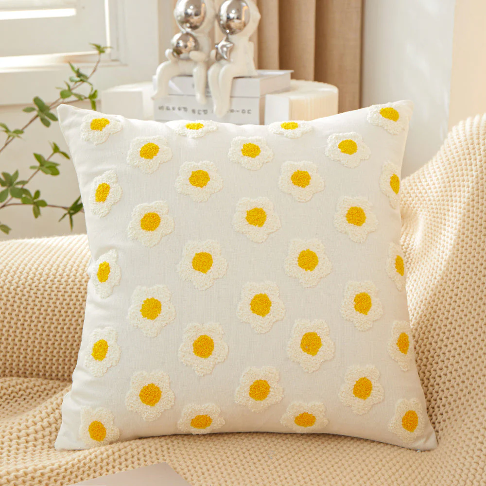 Sunshine Blossom Whimsical Floral Square Throw Pillow (With 450g insert) 18''x18'' pack of 1 - Image 3