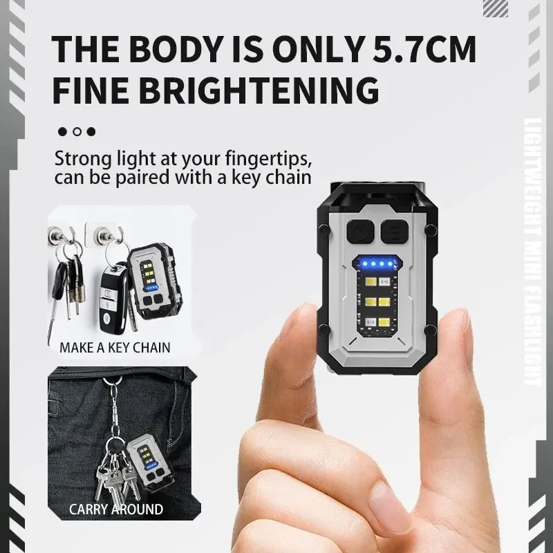 Super Bright Pocket LED Flashlight Magnetic COB Mini Keychain EDC Rechargeable Torch - Image 6