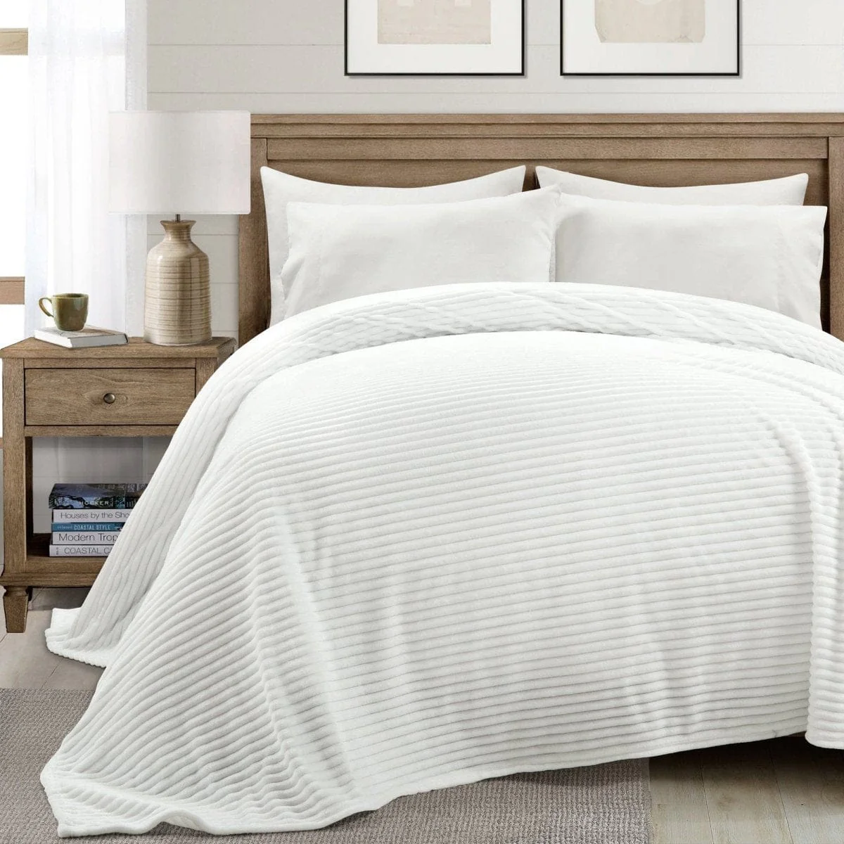 Super Cozy Ultra Soft Ribbed Faux Fur Oversized Blanket/Bedspread - Image 2