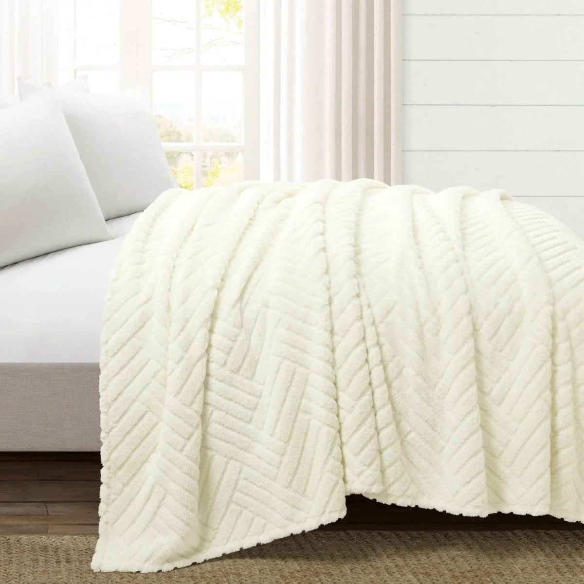 Super Cozy Ultra Soft Sherpa Jacquard Geo Blanket/Bedspread - Image 7