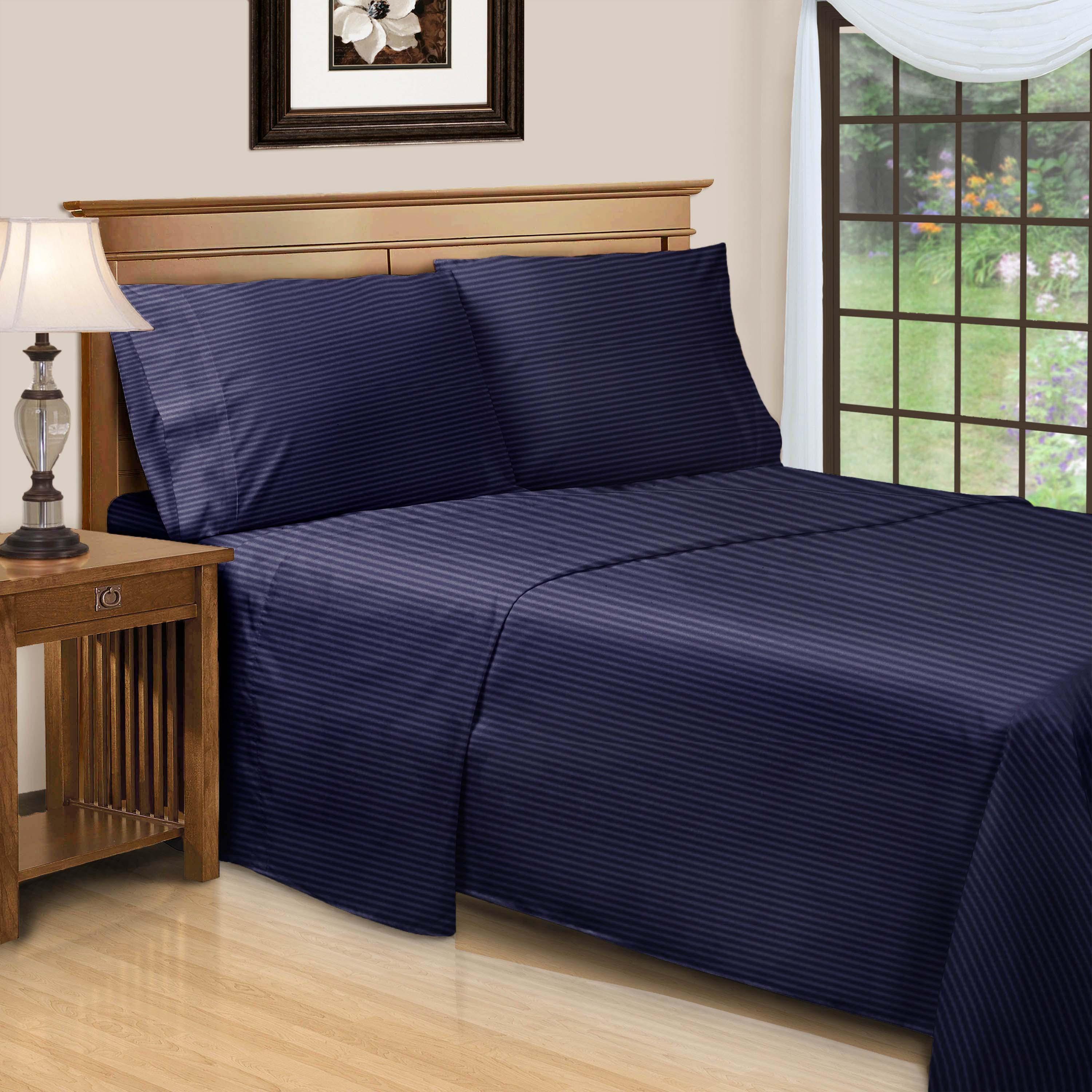 650 Thread Count Egyptian Cotton Sateen Stripe Bed Sheet Set - Image 10