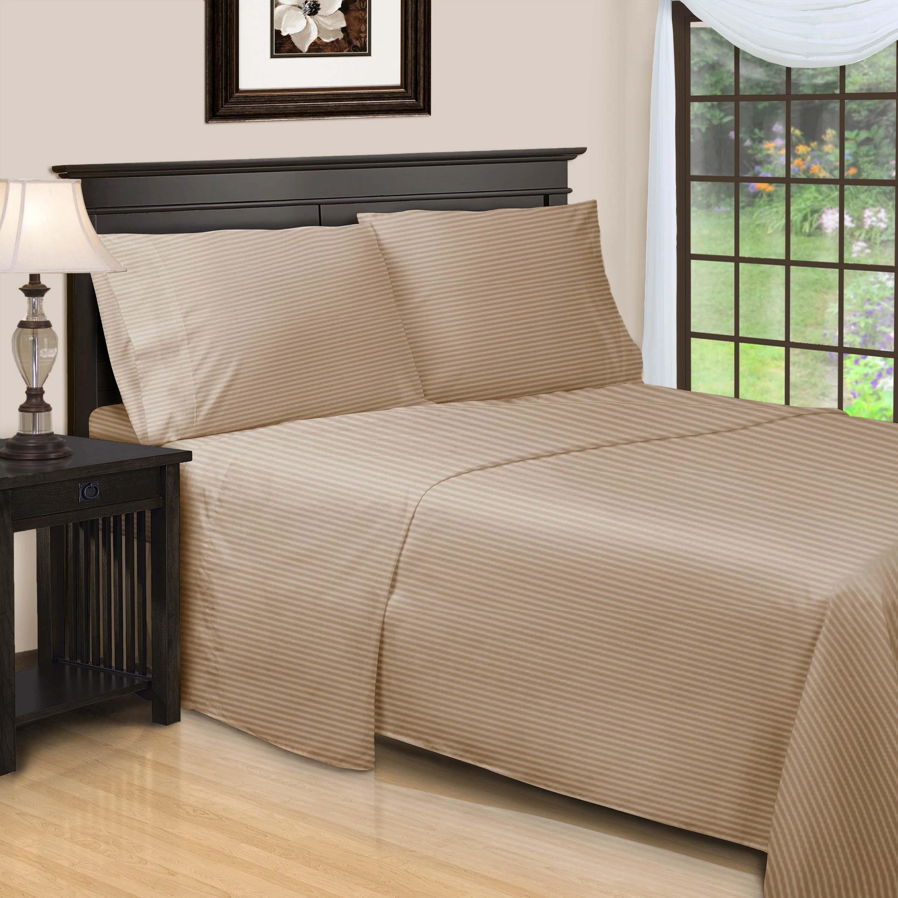 650 Thread Count Egyptian Cotton Sateen Stripe Bed Sheet Set - Image 13