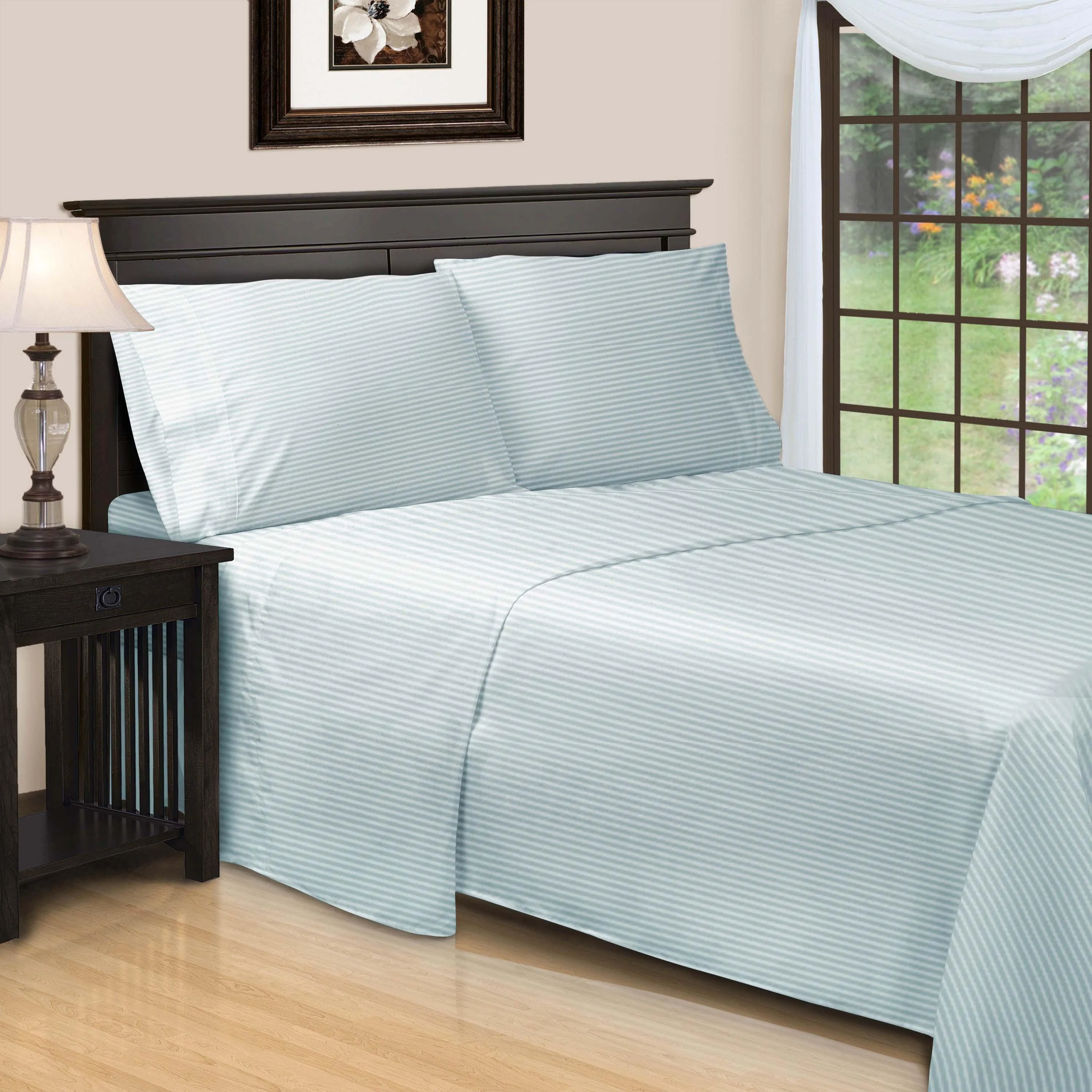 650 Thread Count Egyptian Cotton Sateen Stripe Bed Sheet Set - Image 23