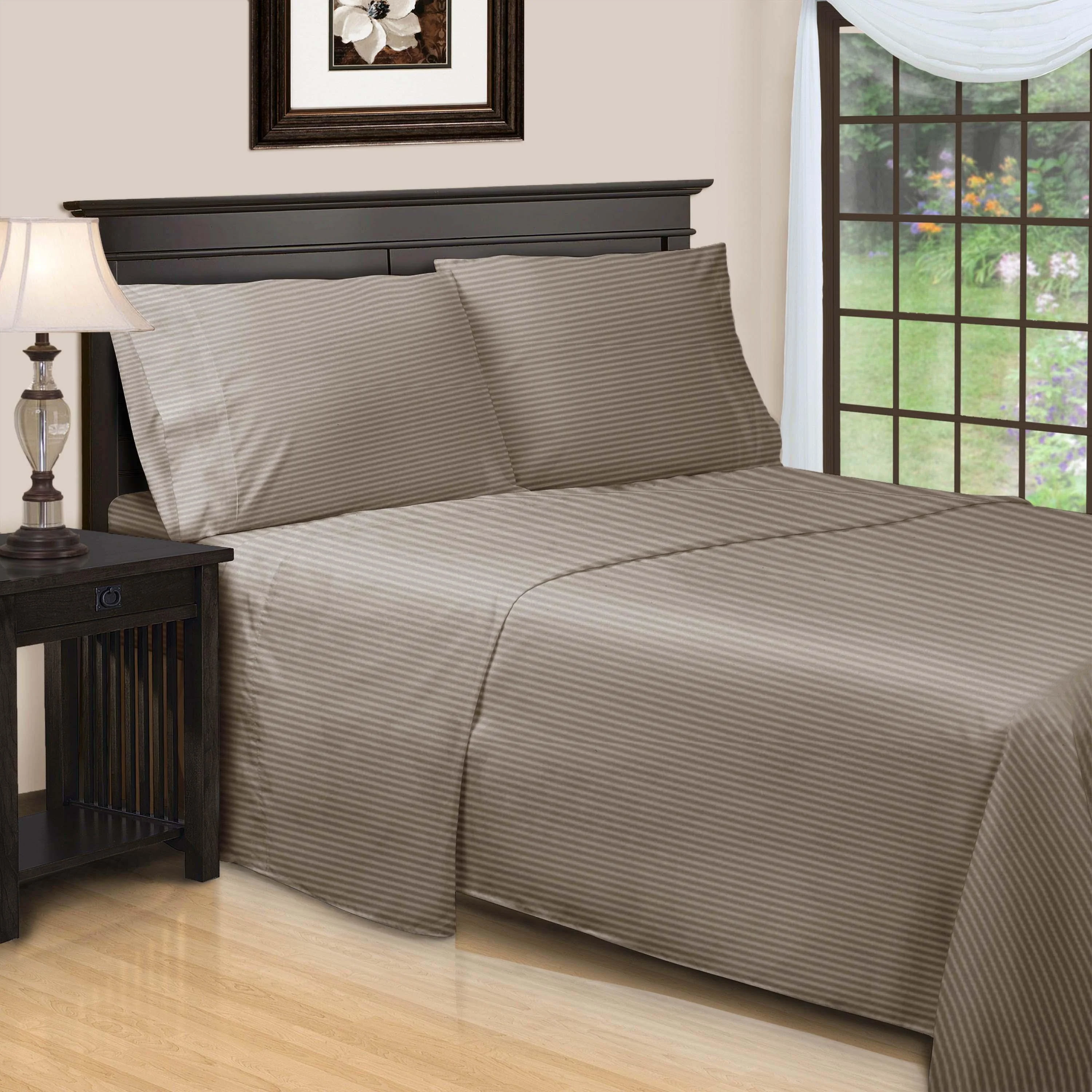 650 Thread Count Egyptian Cotton Sateen Stripe Bed Sheet Set - Image 4