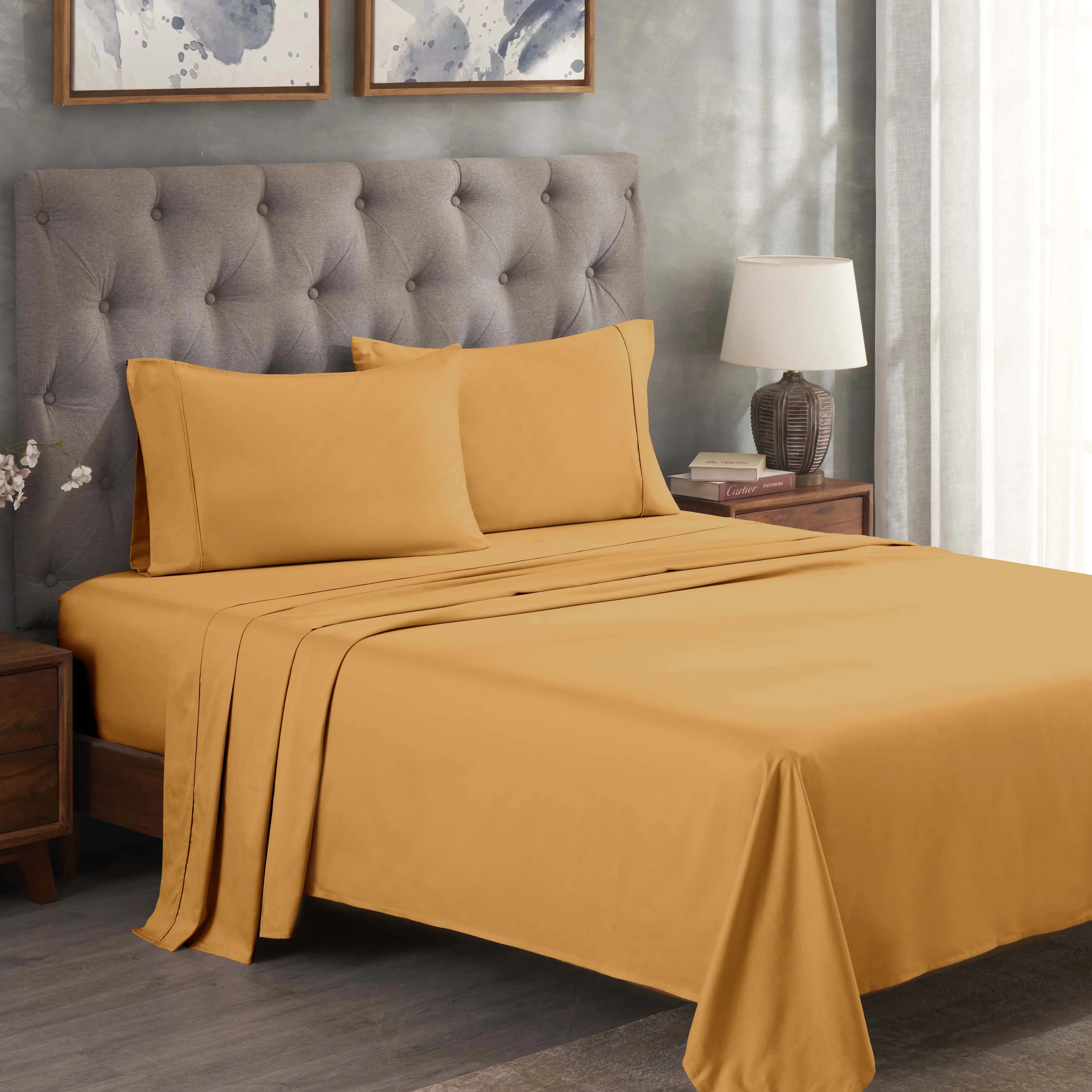 300 Thread Count Egyptian Cotton Sateen Bed Sheet Set - Image 12