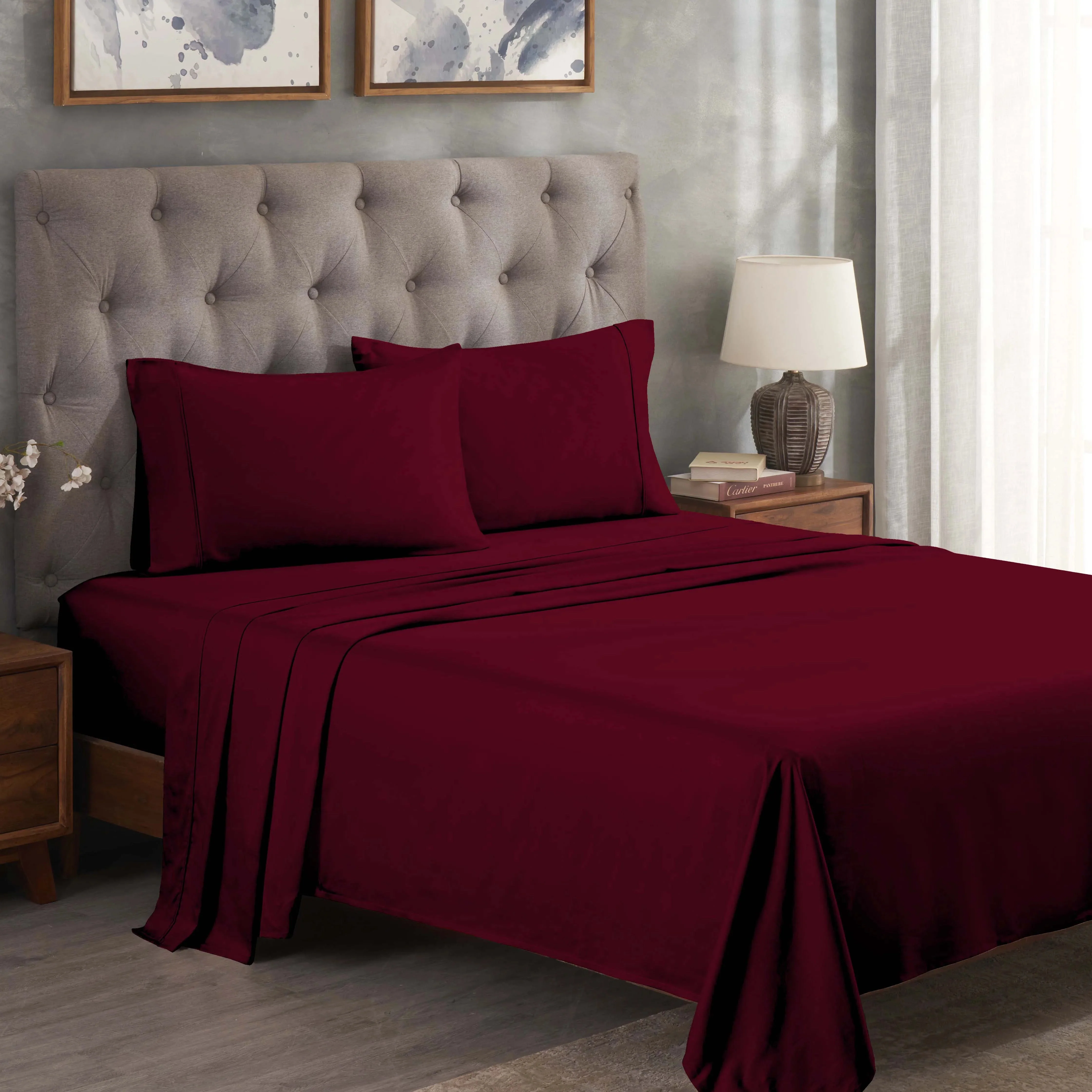 300 Thread Count Egyptian Cotton Sateen Bed Sheet Set - Image 15