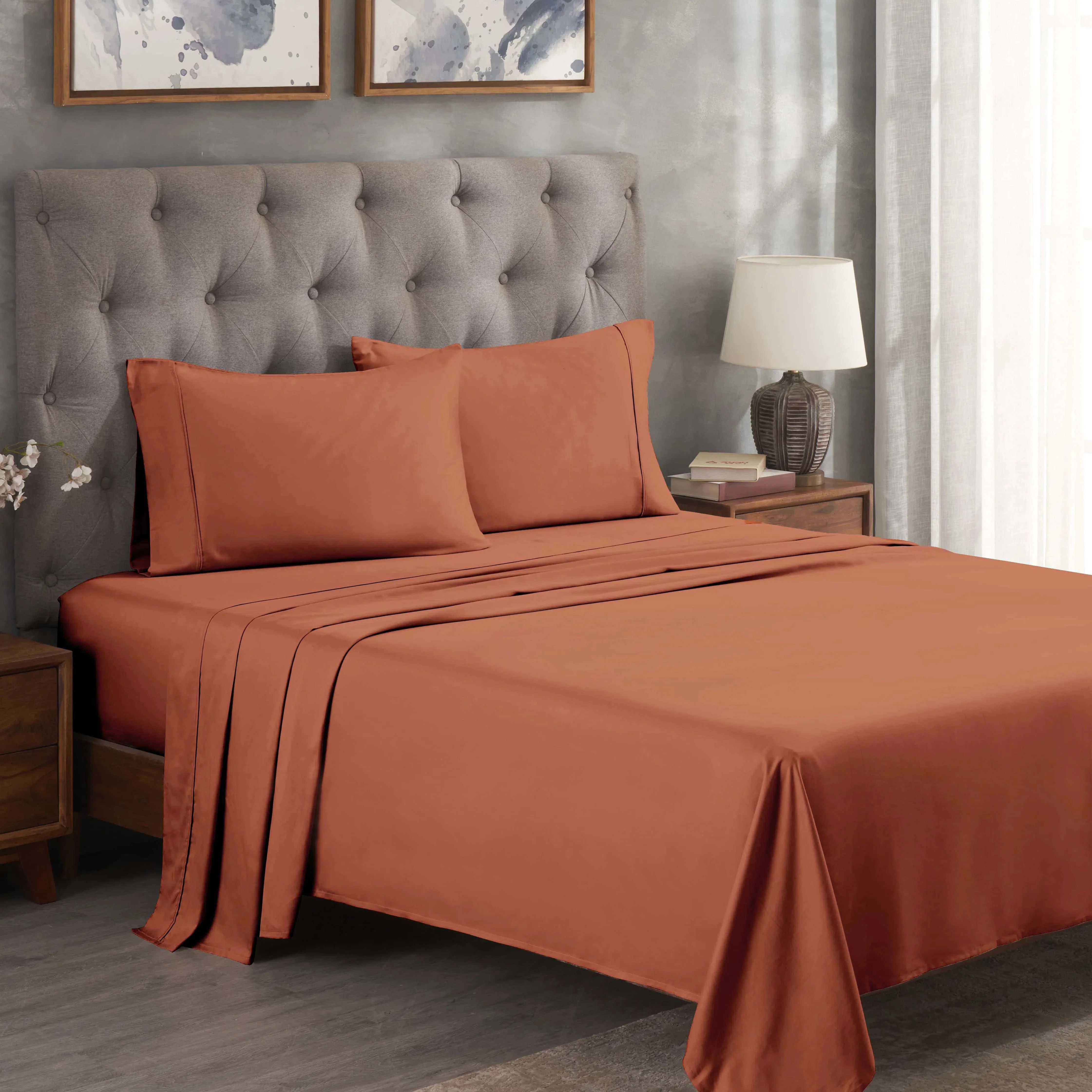 300 Thread Count Egyptian Cotton Sateen Bed Sheet Set - Image 19