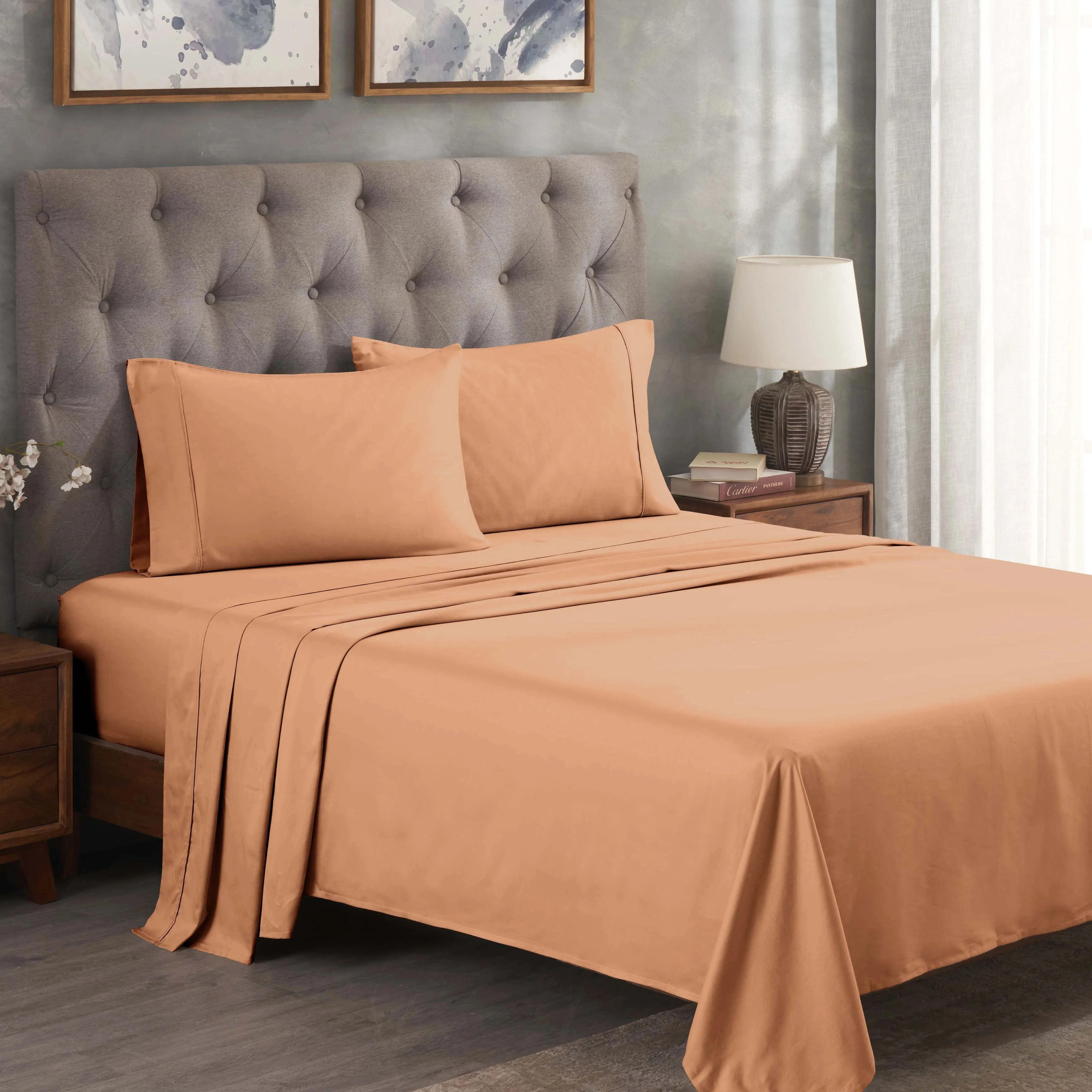 300 Thread Count Egyptian Cotton Sateen Bed Sheet Set - Image 2