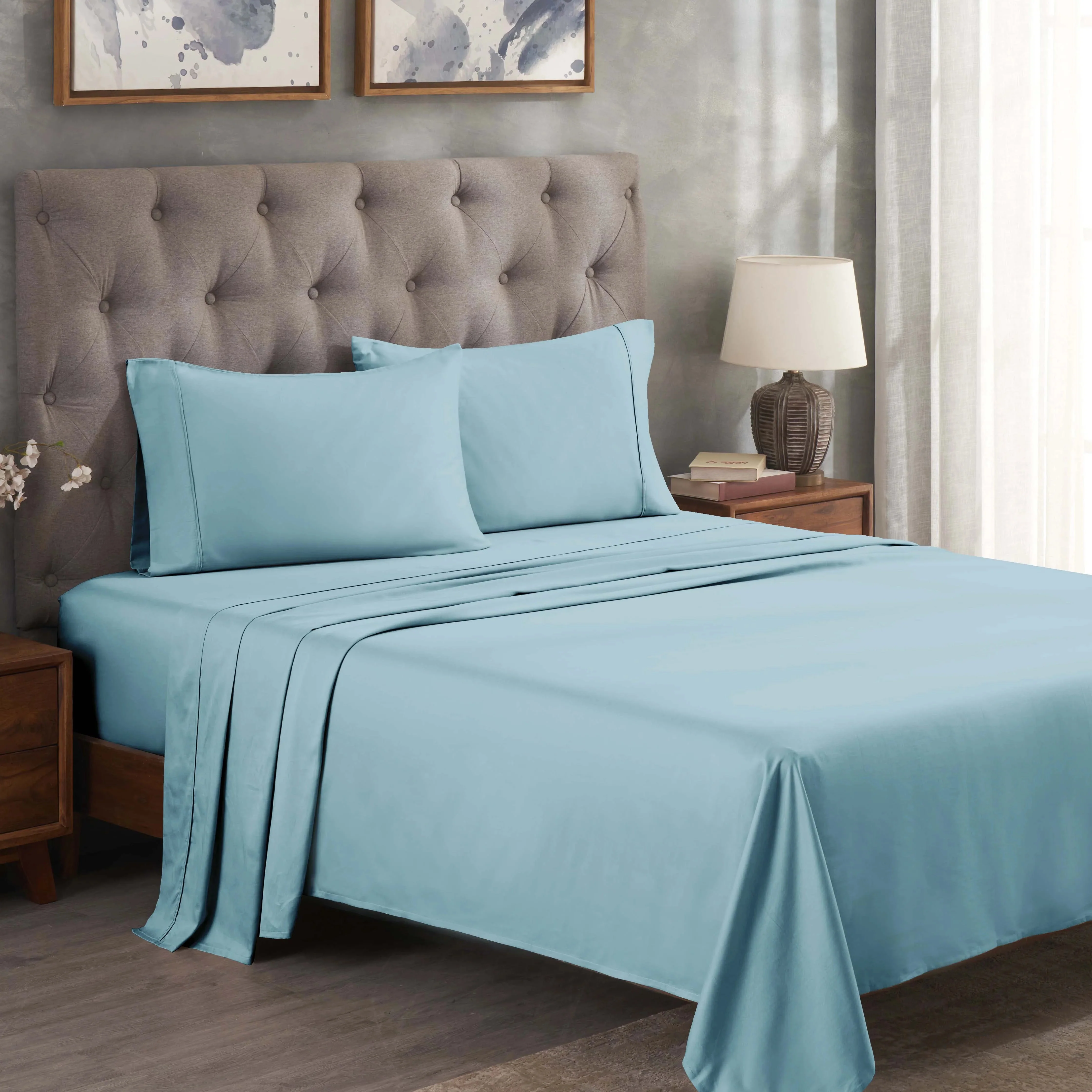 300 Thread Count Egyptian Cotton Sateen Bed Sheet Set - Image 21