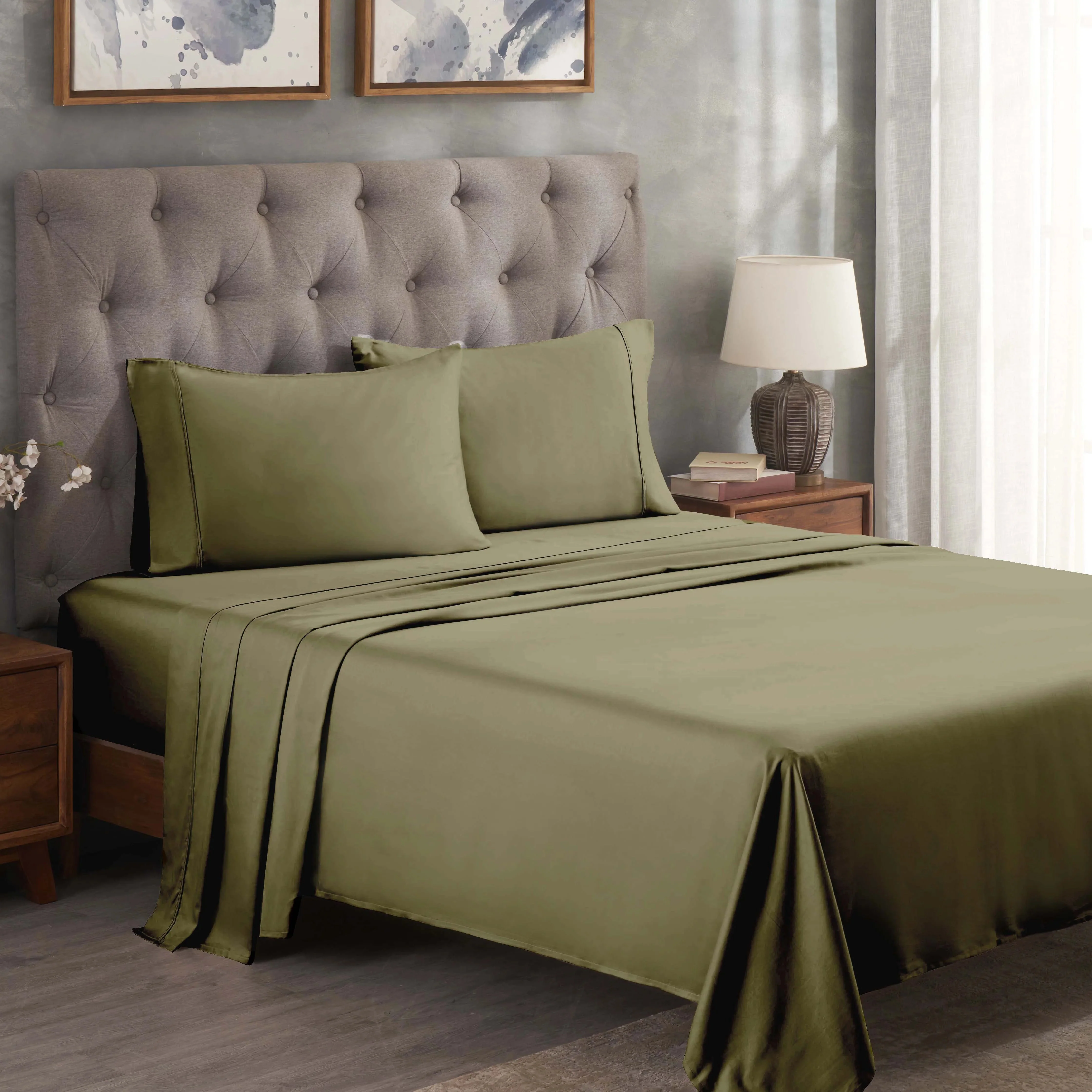 300 Thread Count Egyptian Cotton Sateen Bed Sheet Set - Image 3