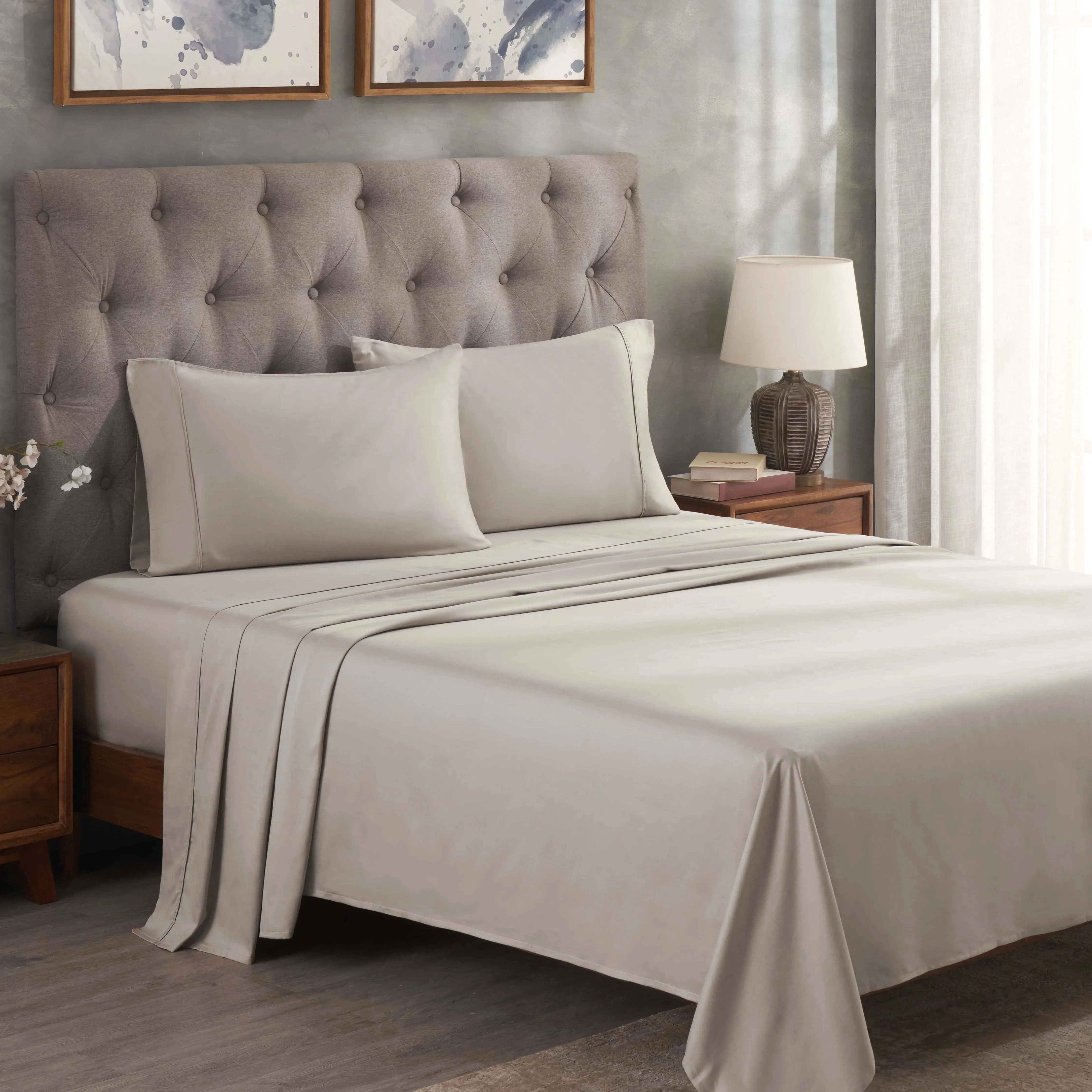 300 Thread Count Egyptian Cotton Sateen Bed Sheet Set - Image 5