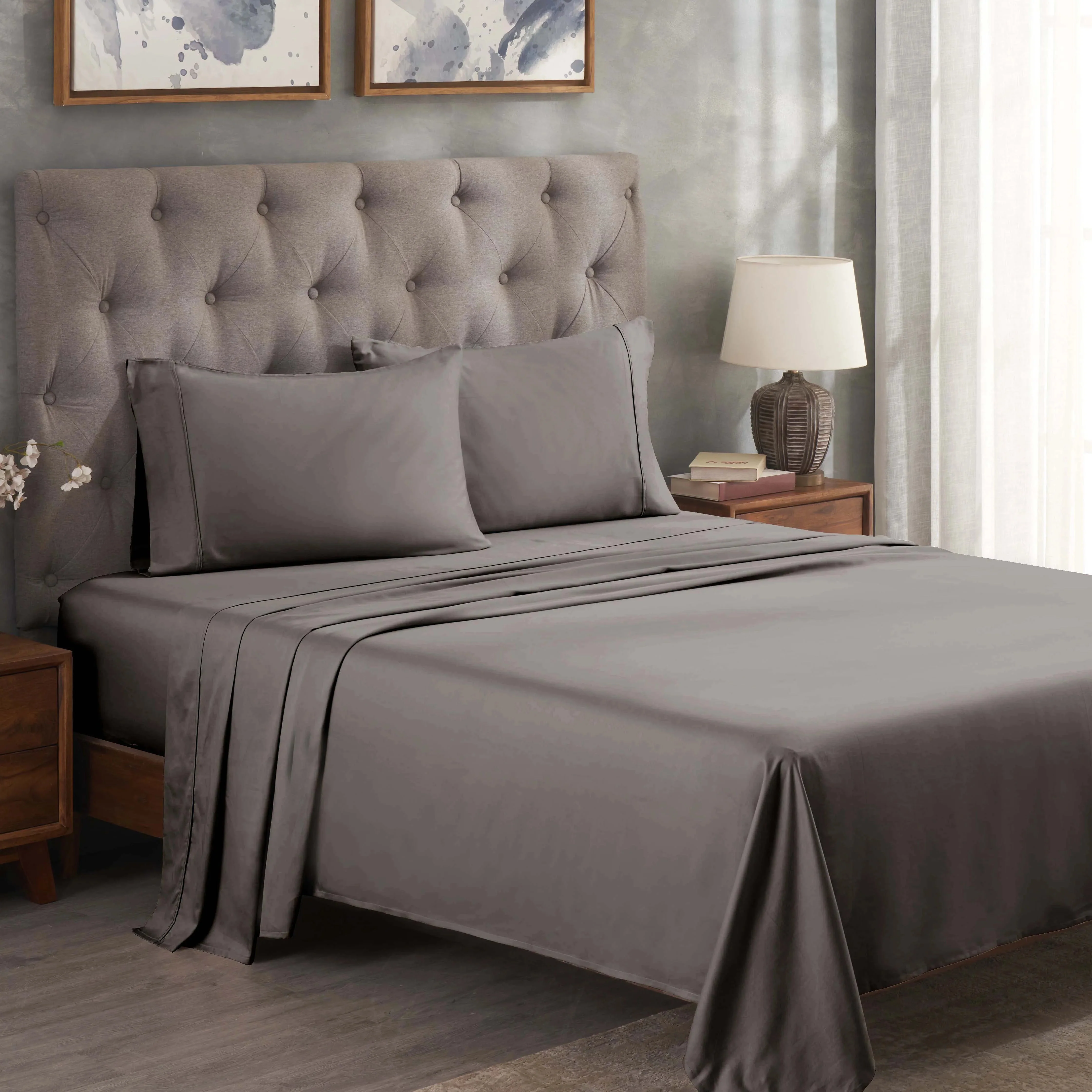 300 Thread Count Egyptian Cotton Sateen Bed Sheet Set - Image 9