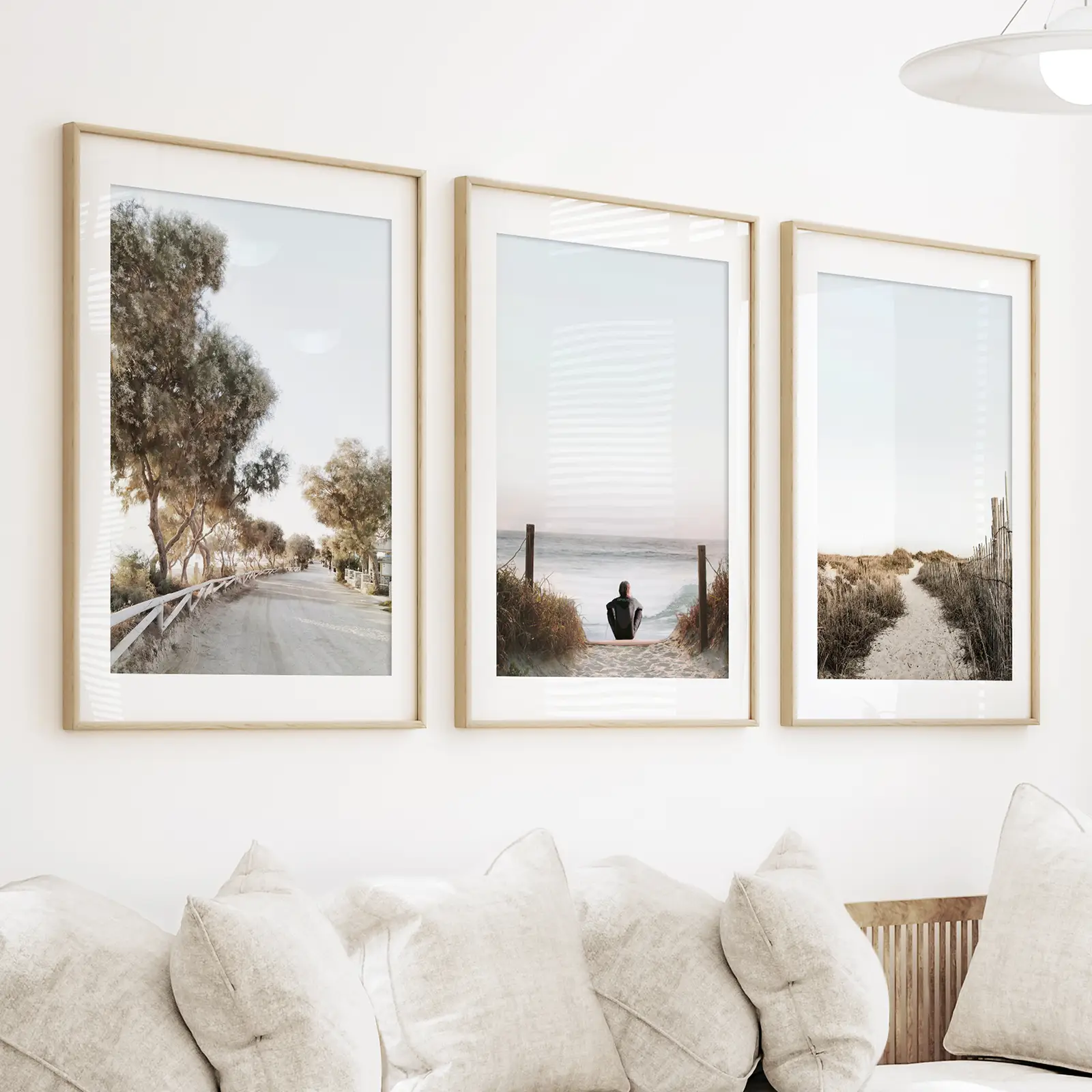 Surfer on the Beach. Coastal 3 Piece Wall Art - Image 3