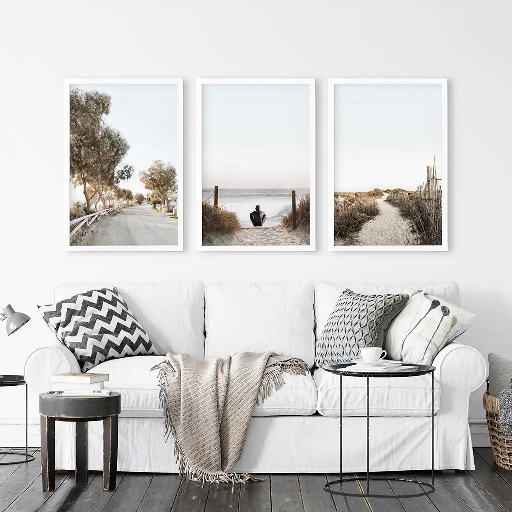 Surfer on the Beach. Coastal 3 Piece Wall Art - Image 4