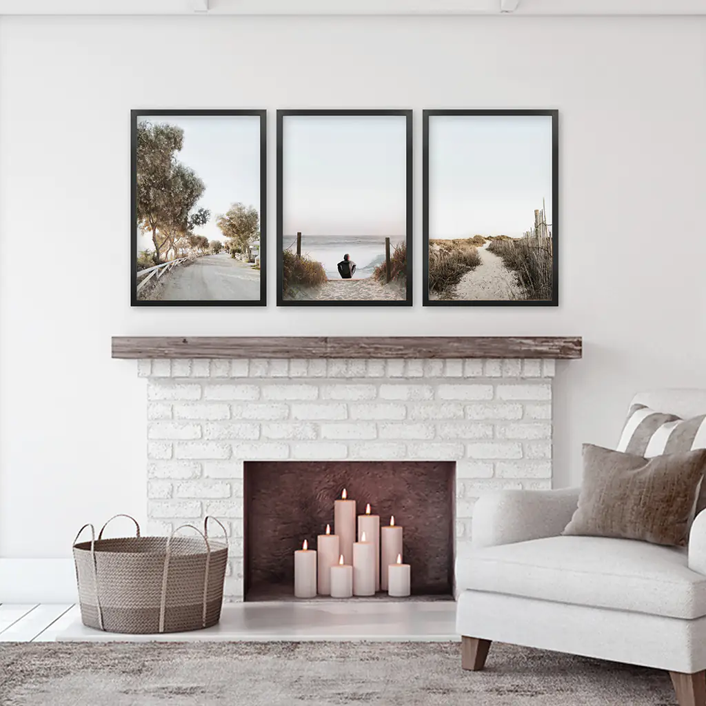 Surfer on the Beach. Coastal 3 Piece Wall Art - Image 5