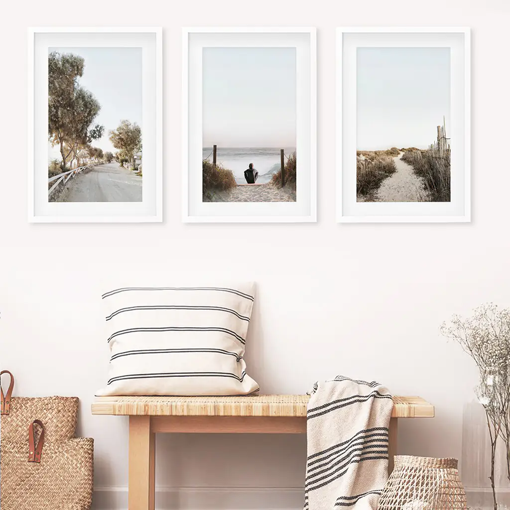 Surfer on the Beach. Coastal 3 Piece Wall Art - Image 6