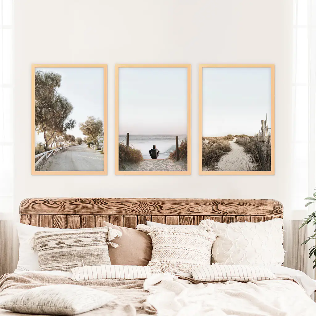 Surfer on the Beach. Coastal 3 Piece Wall Art - Image 7